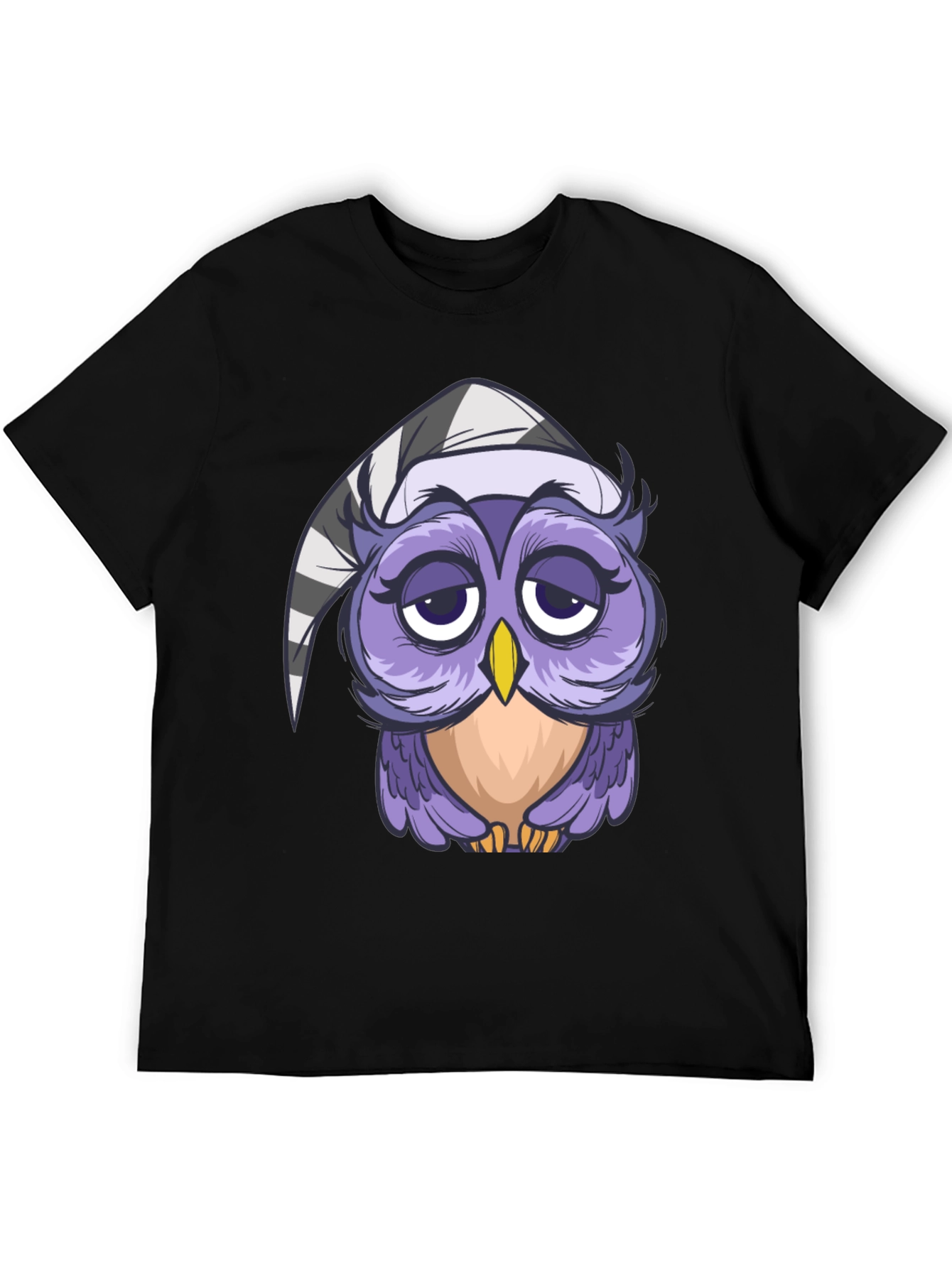 Sleepy Owl T-Shirt - Cute Cartoon Design