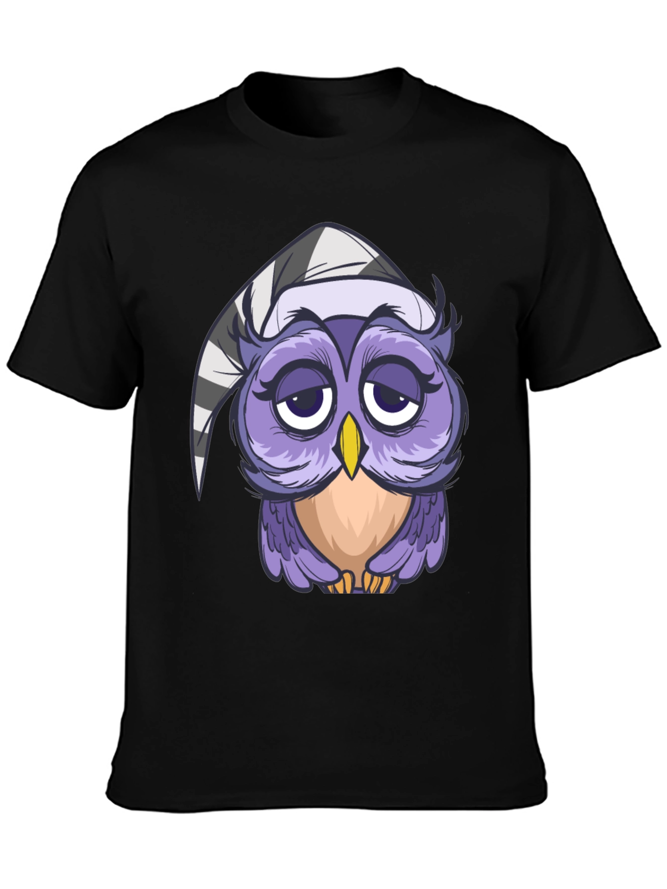 Sleepy Owl T-Shirt - Cute Cartoon Design