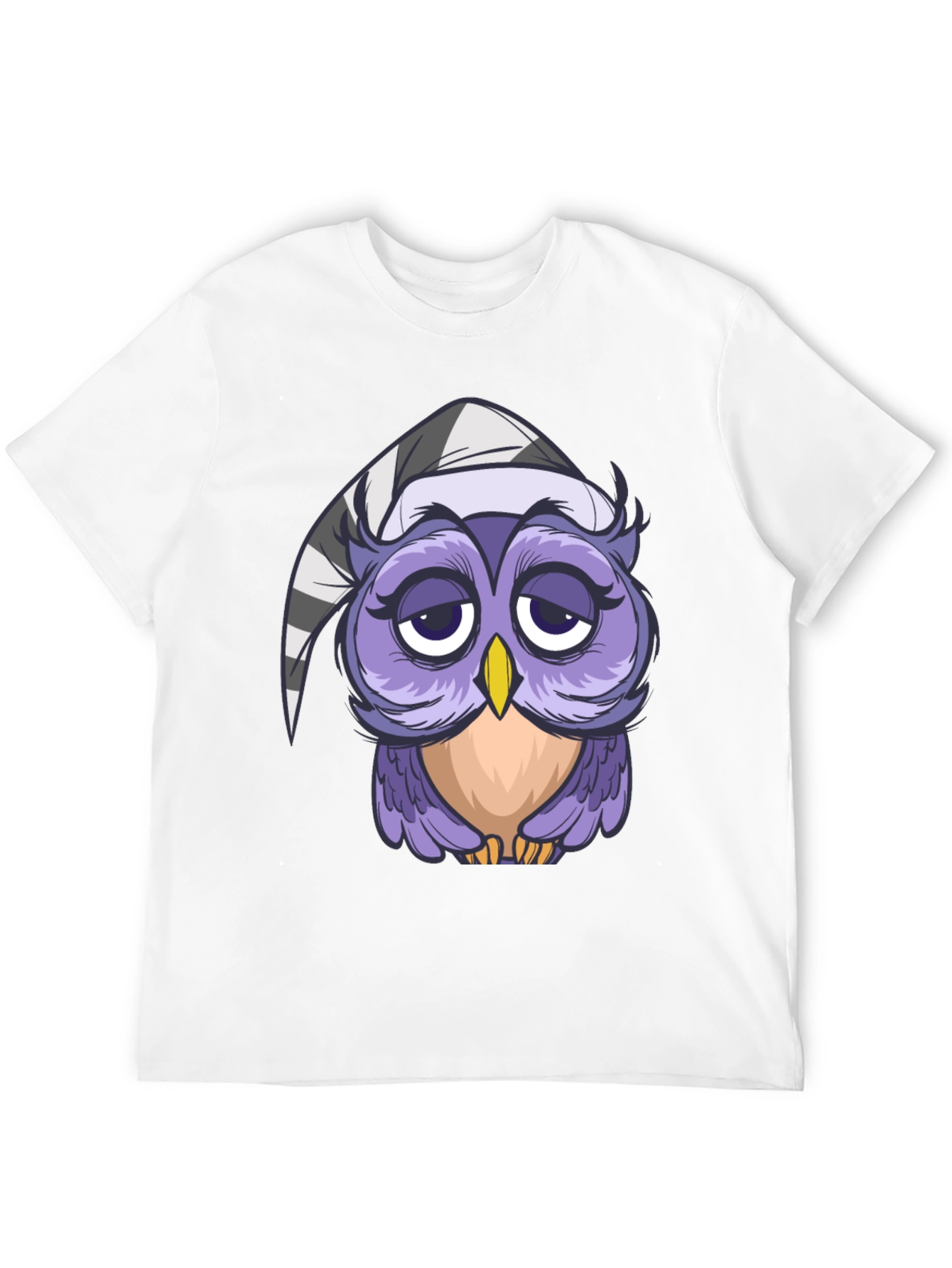 Sleepy Owl T-Shirt - Cute Cartoon Design