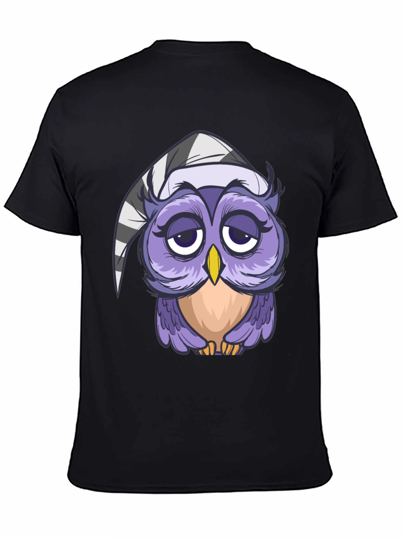 Sleepy Owl T-Shirt - Cute Cartoon Design