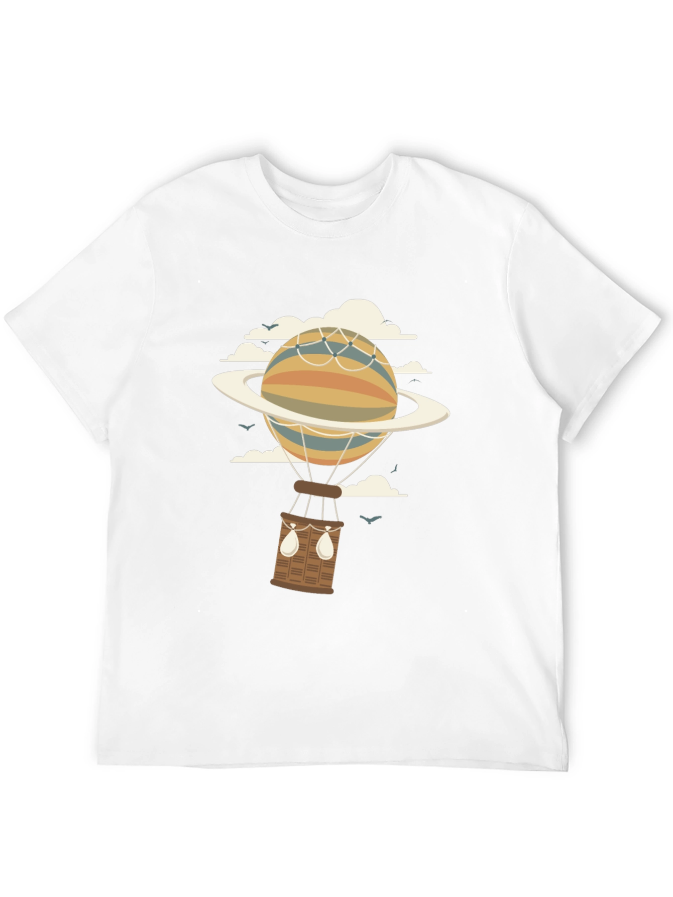 Retro Planet Hot Air Balloon Graphic T-Shirt