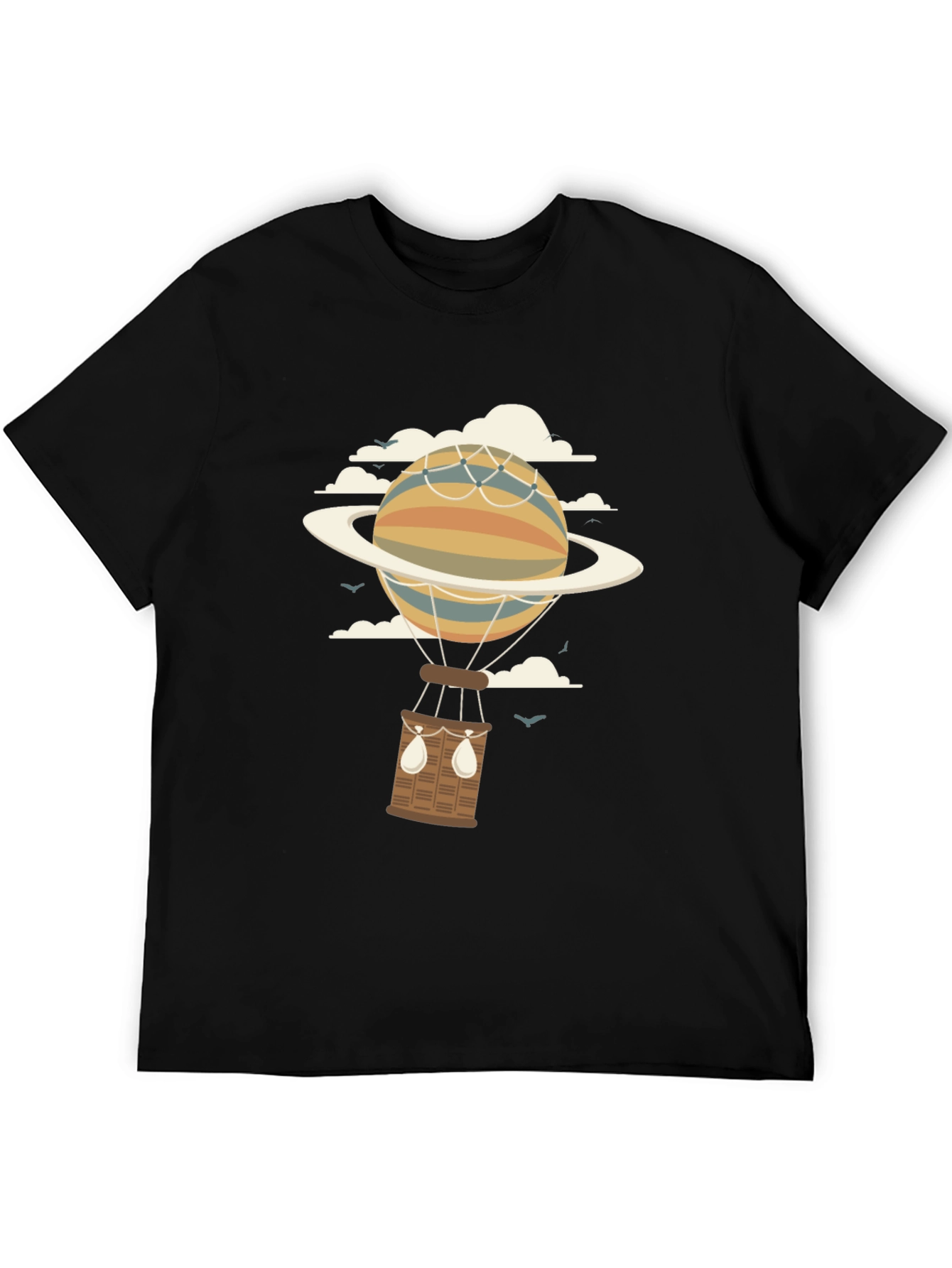Retro Planet Hot Air Balloon Graphic T-Shirt
