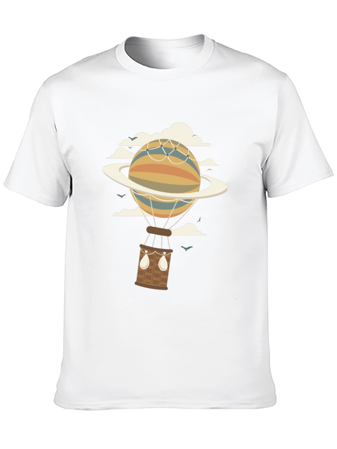 Retro Planet Hot Air Balloon Graphic T-Shirt