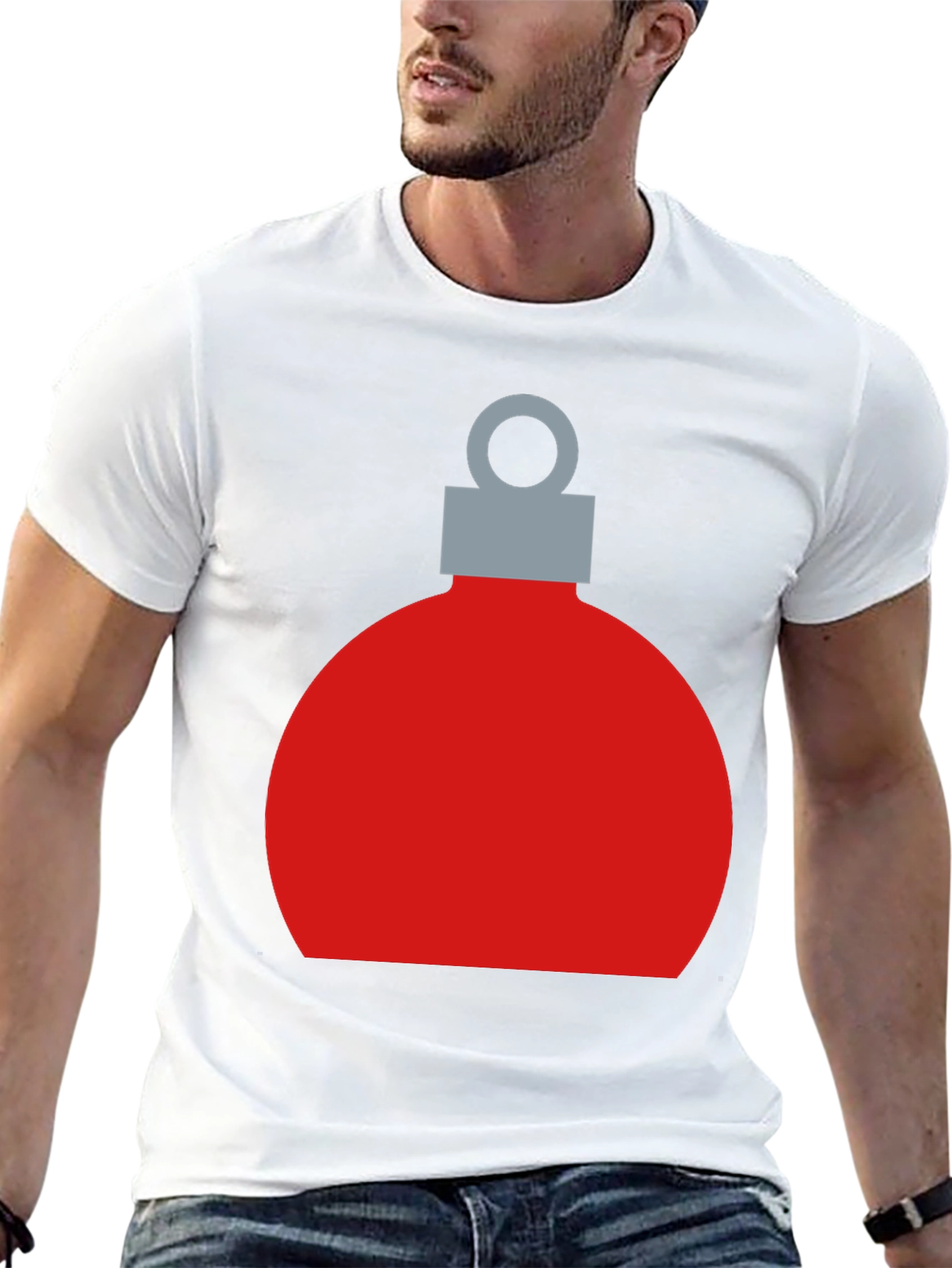 Festive Christmas Ornament Graphic Tee - Black
