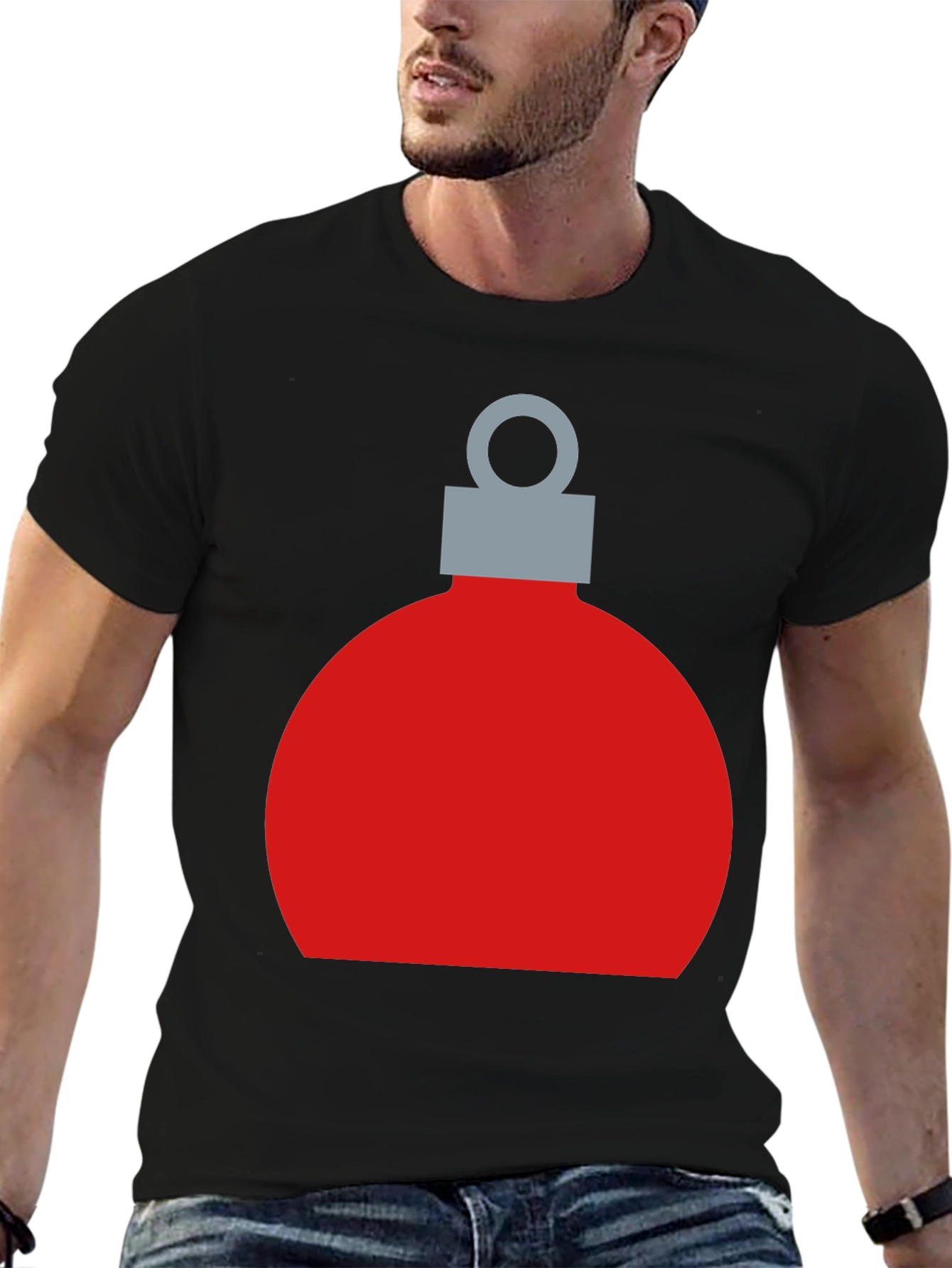 Festive Christmas Ornament Graphic Tee - Black