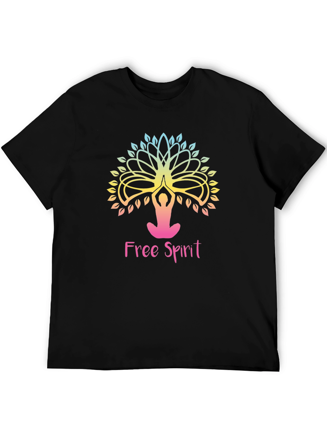 Free Spirit Yoga Tree Graphic Tee - Black