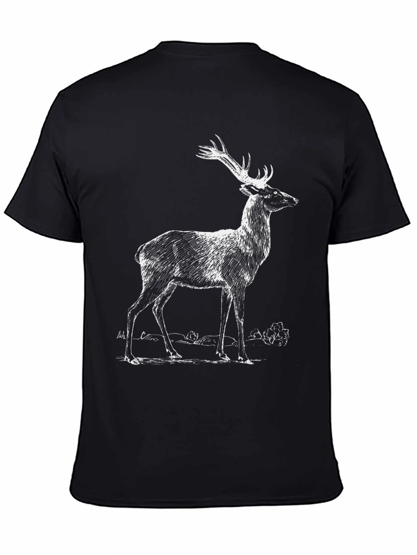 Deer Graphic Print Black T-Shirt