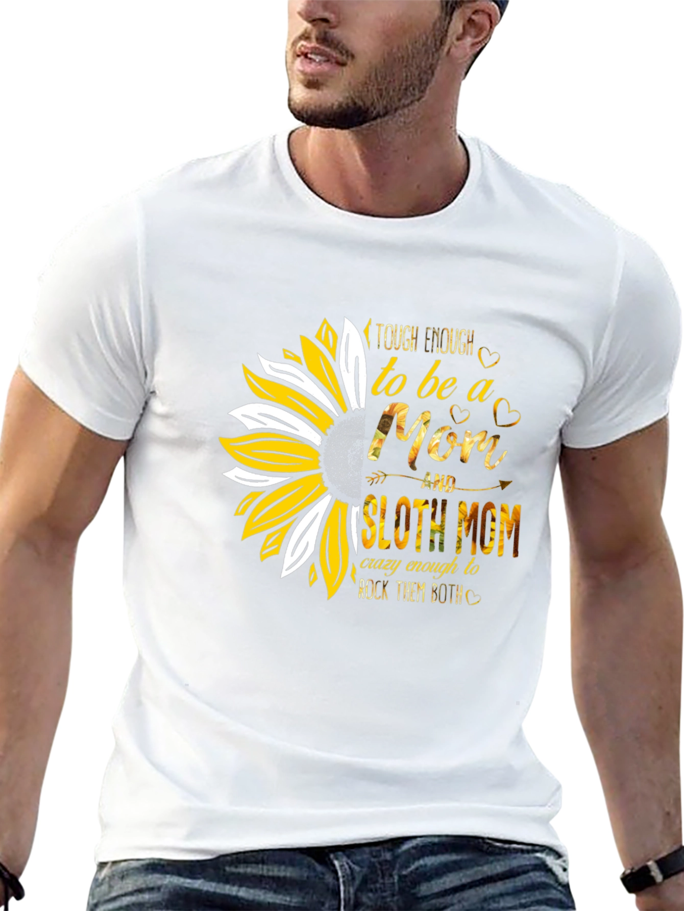 Tough Enough Sloth Mom Sunflower Graphic Tee