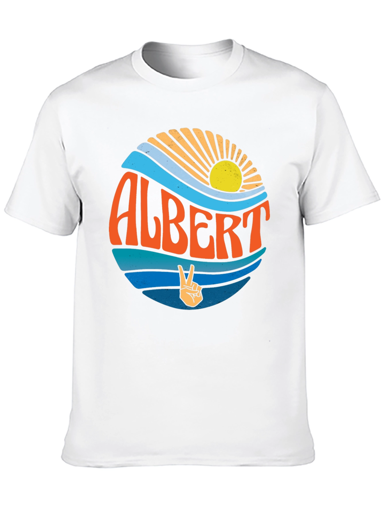 Retro Albert Peace Sign Graphic T-Shirt