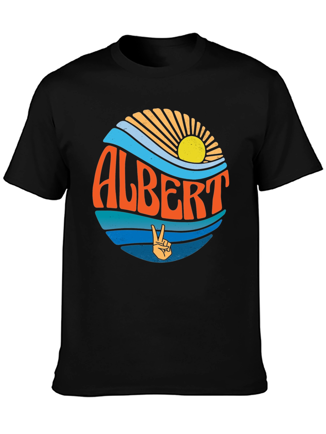 Retro Albert Peace Sign Graphic T-Shirt