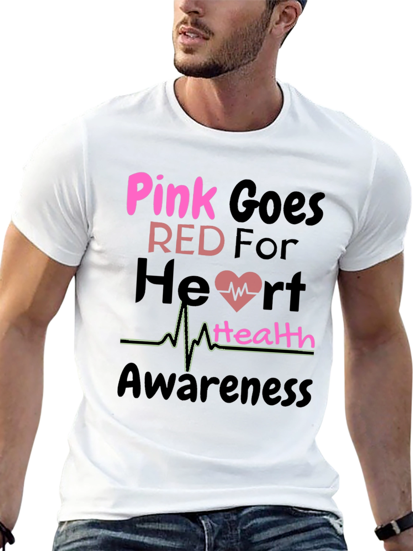 Pink Goes Red Heart Health Awareness T-Shirt