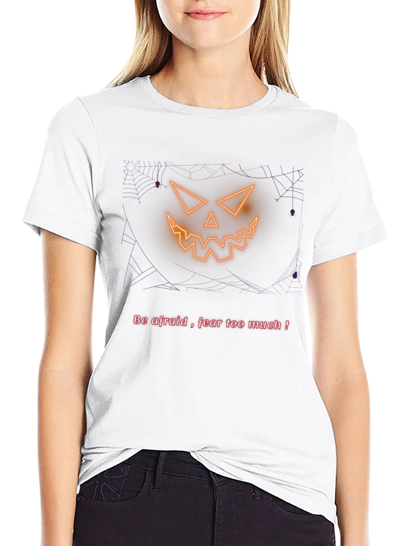 Halloween Pumpkin Scary Face Mens Black T-Shirt
