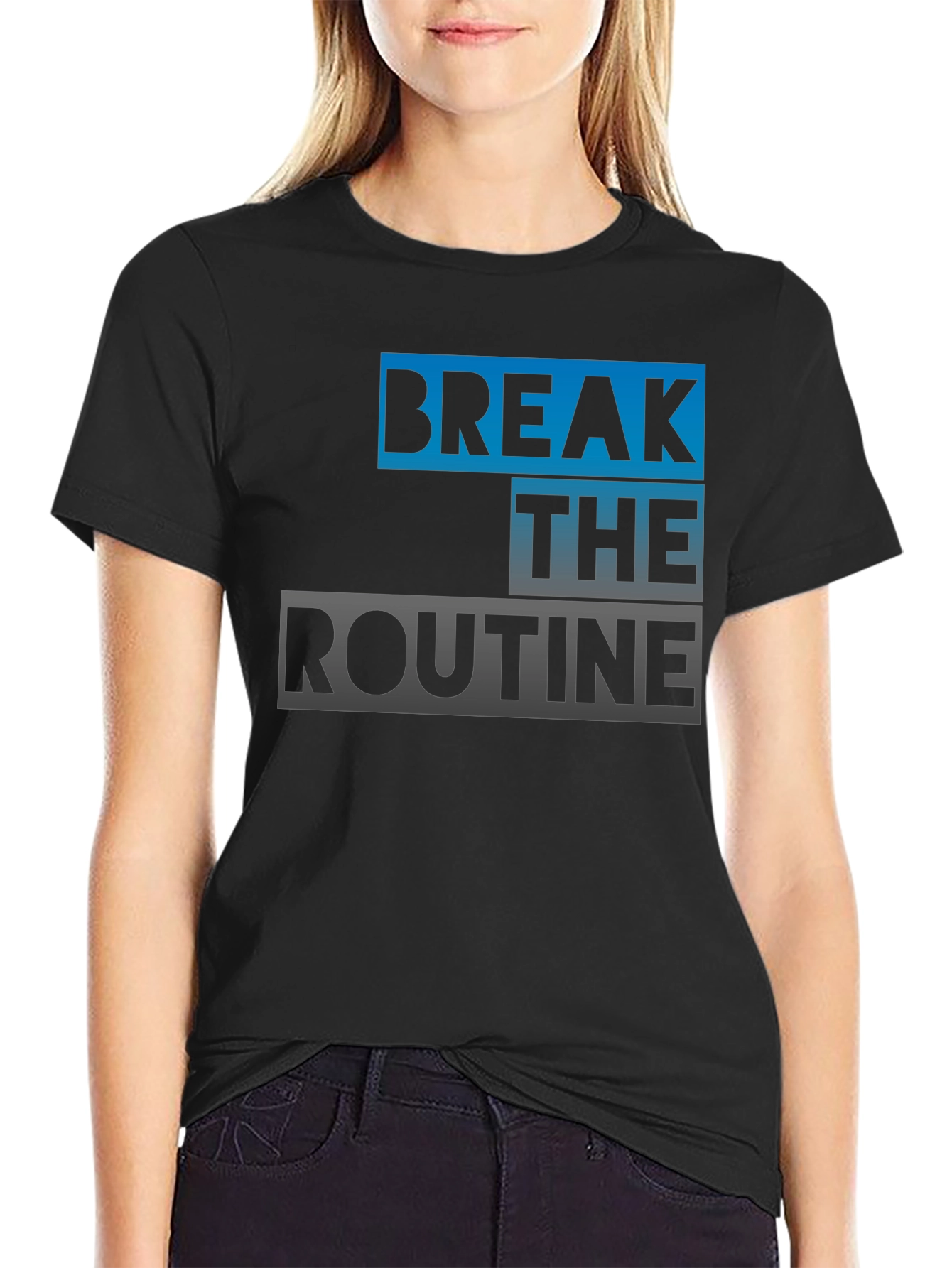 Break the Routine Graphic Tee - Stylish Black T-Shirt