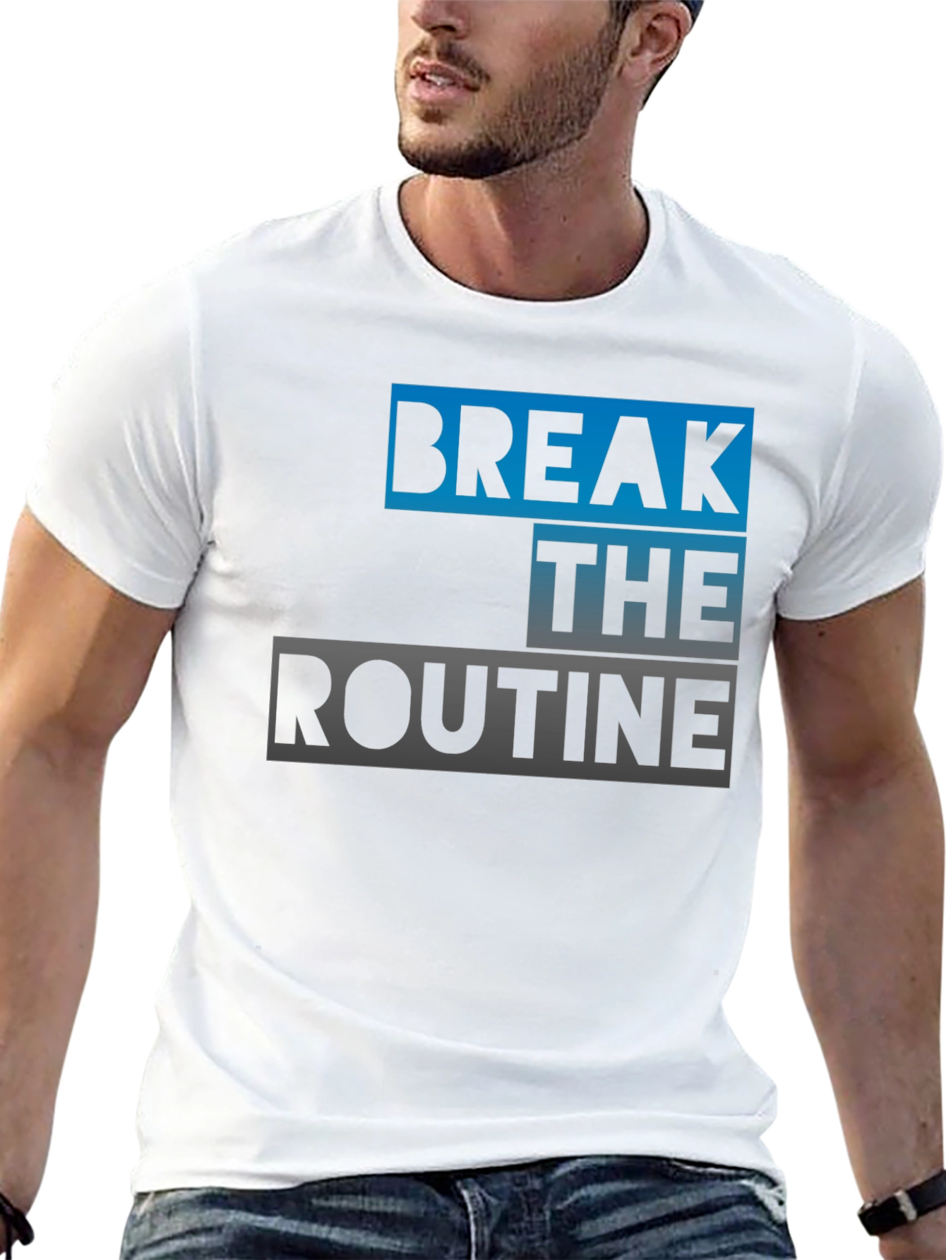 Break the Routine Graphic Tee - Stylish Black T-Shirt