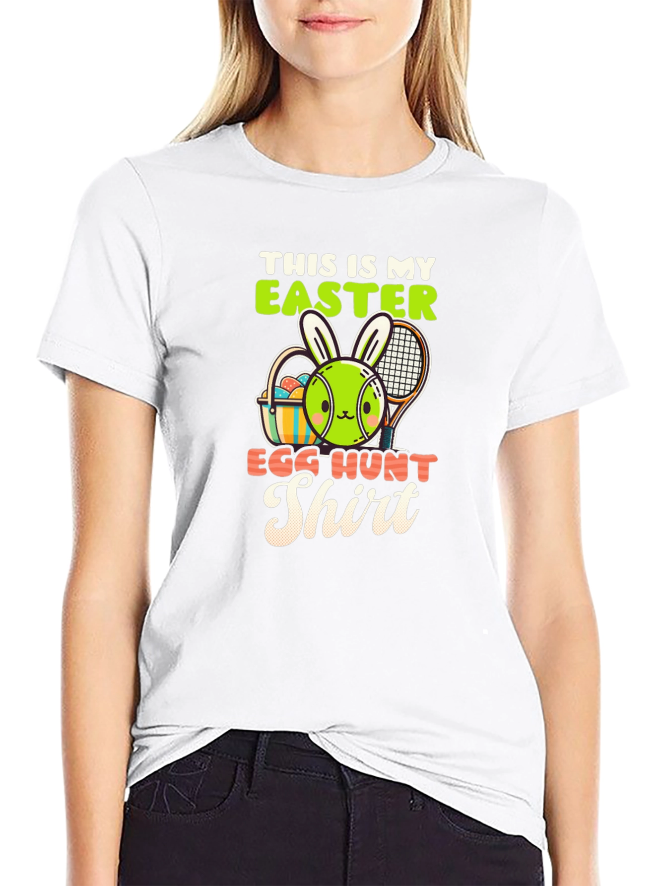 Easter Egg Hunt Shirt - Tennis Bunny