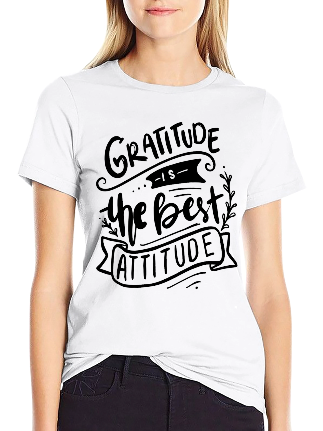 Gratitude Best Attitude Graphic T-Shirt - Black