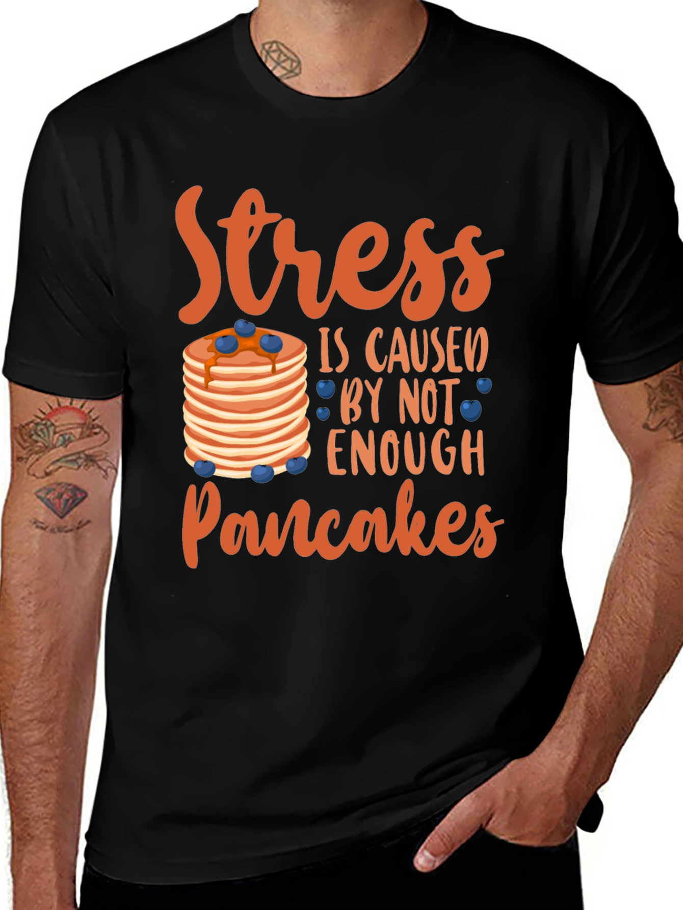 Stress Pancakes T-Shirt - Funny Foodie Tee