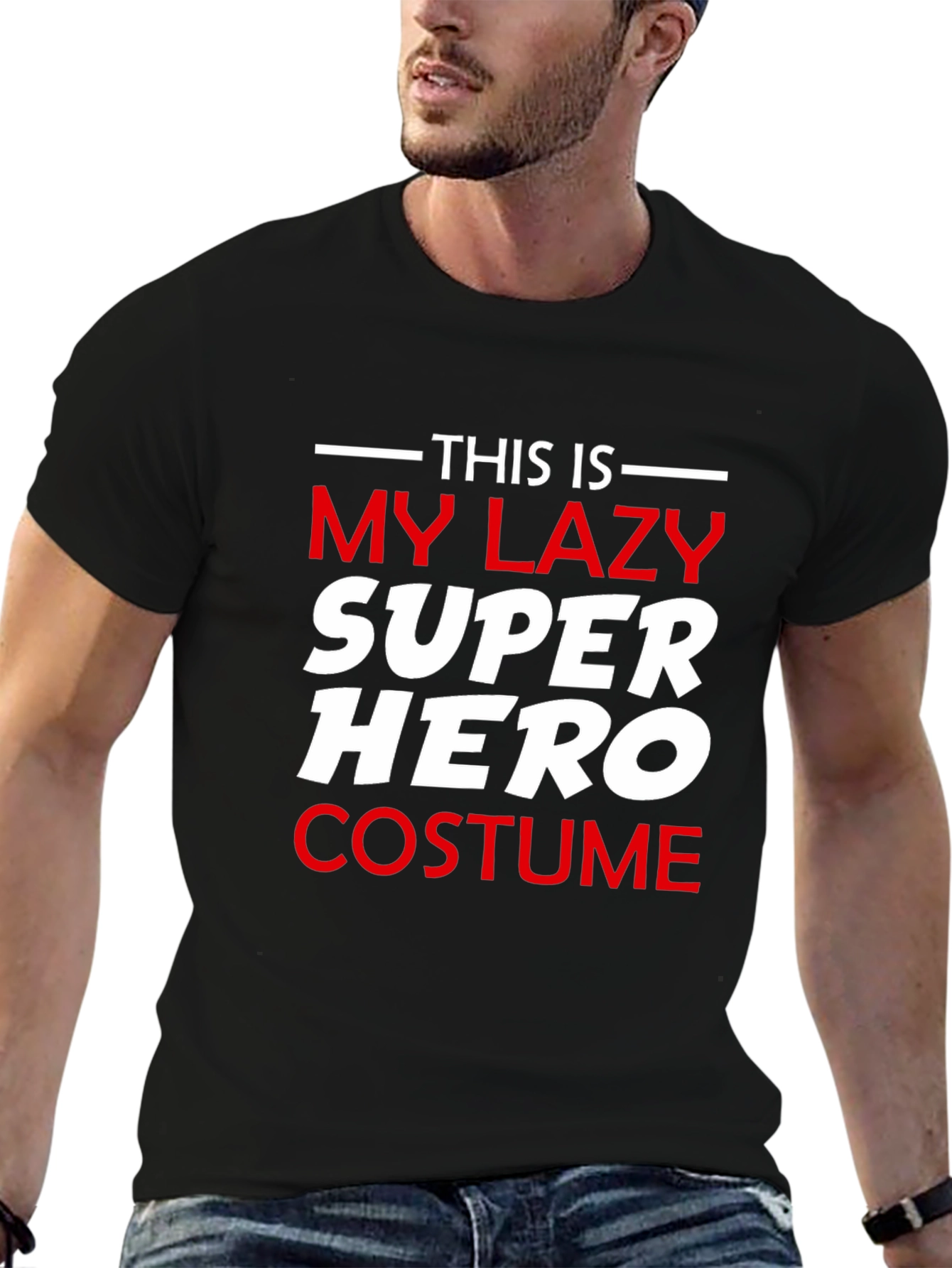 Lazy Superhero Costume T-Shirt - Mens Graphic Tee
