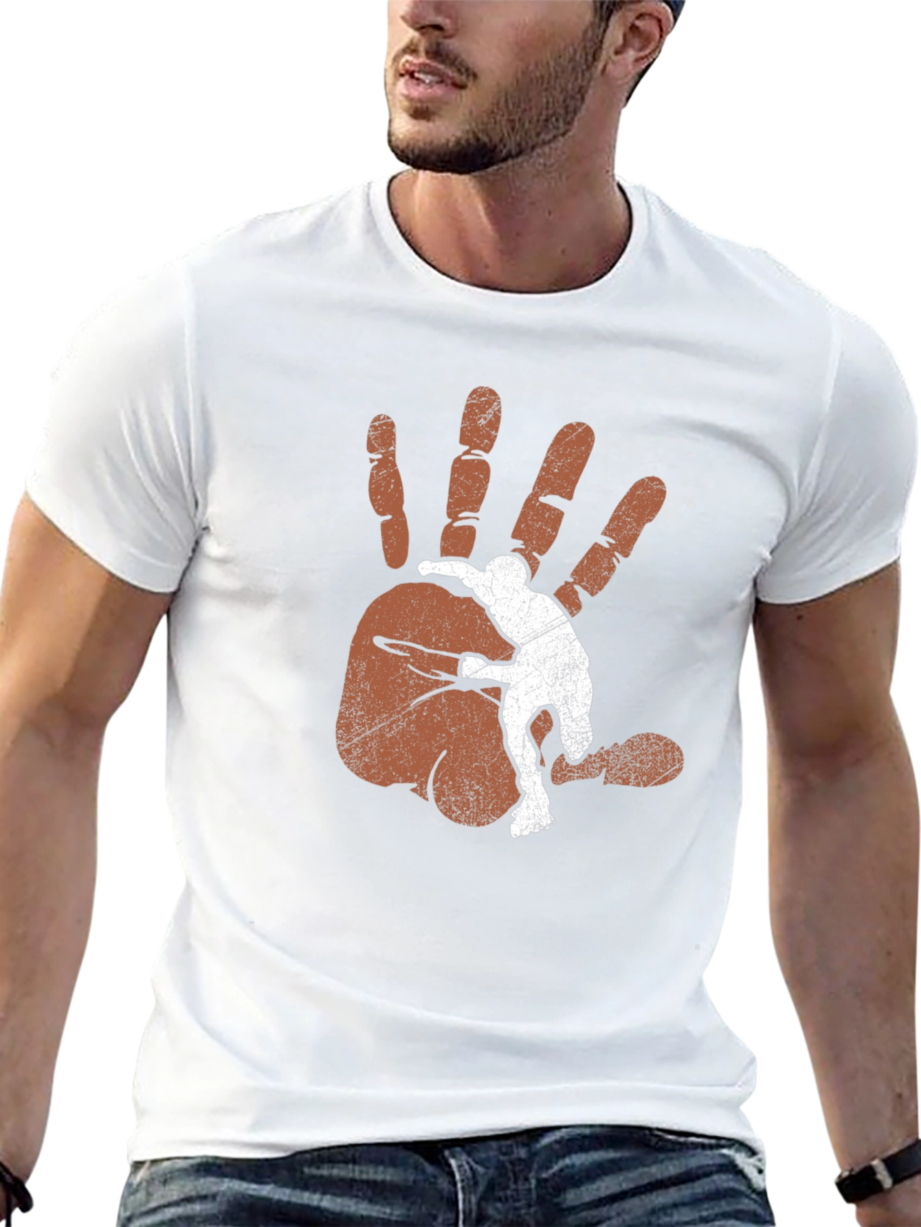 Mans Graphic Tee - Hand Print Design