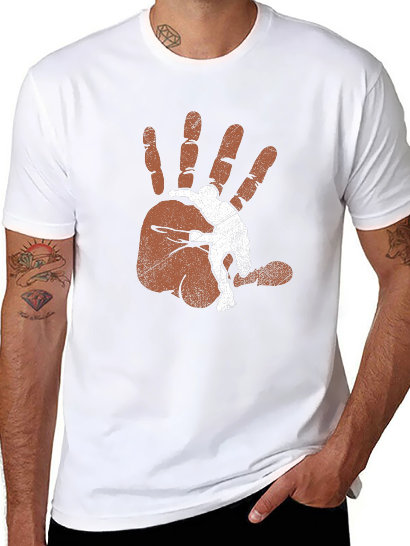 Mans Graphic Tee - Hand Print Design