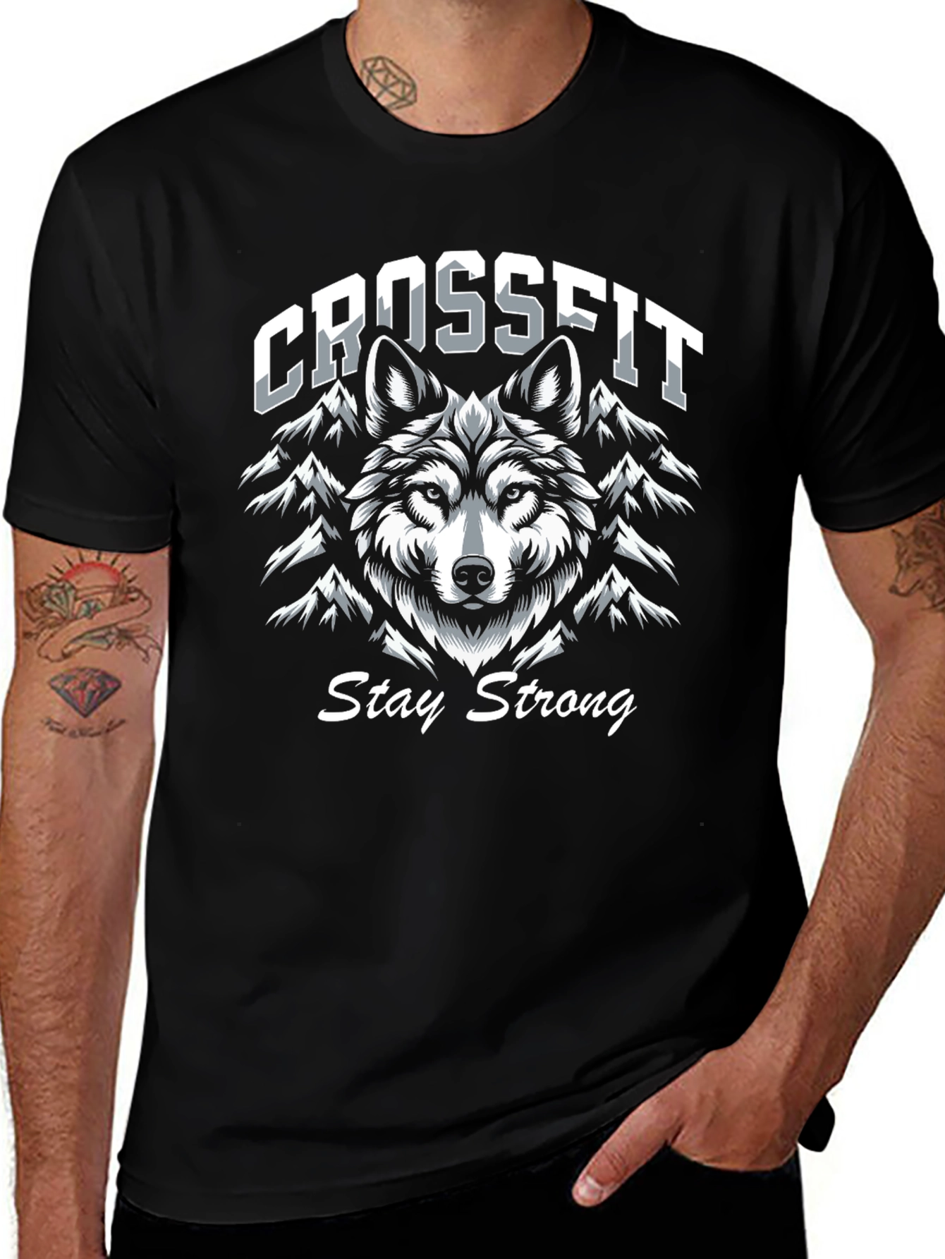 Crossfit Wolf Graphic T-Shirt - Stay Strong