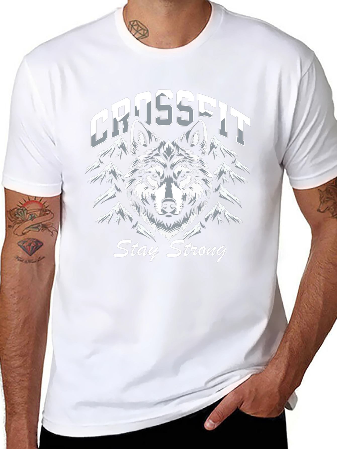 Crossfit Wolf Graphic T-Shirt - Stay Strong