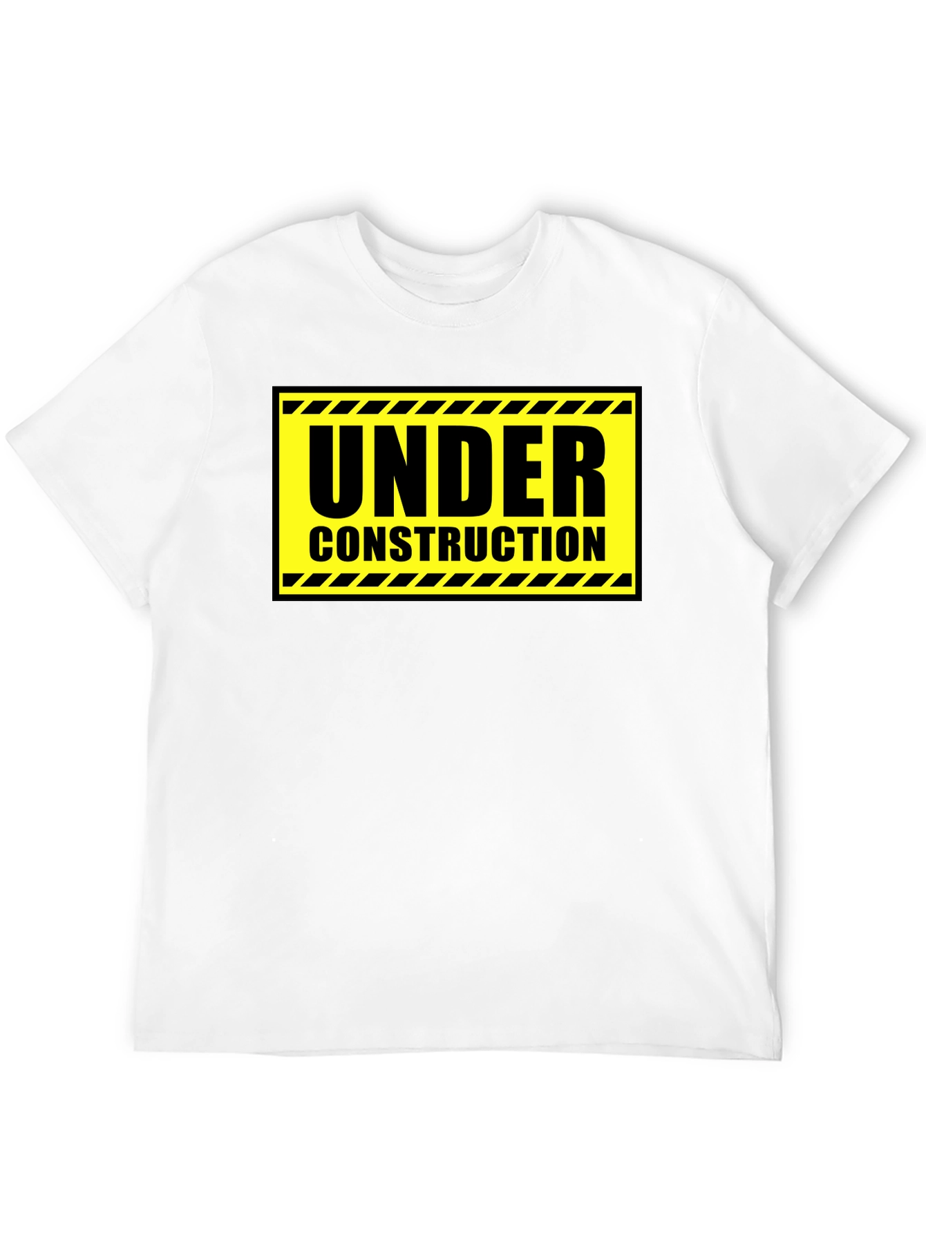 Under Construction Graphic Tee - Black Cotton Crew Neck