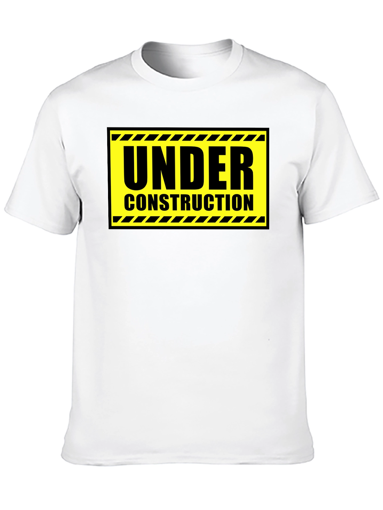 Under Construction Graphic Tee - Black Cotton Crew Neck