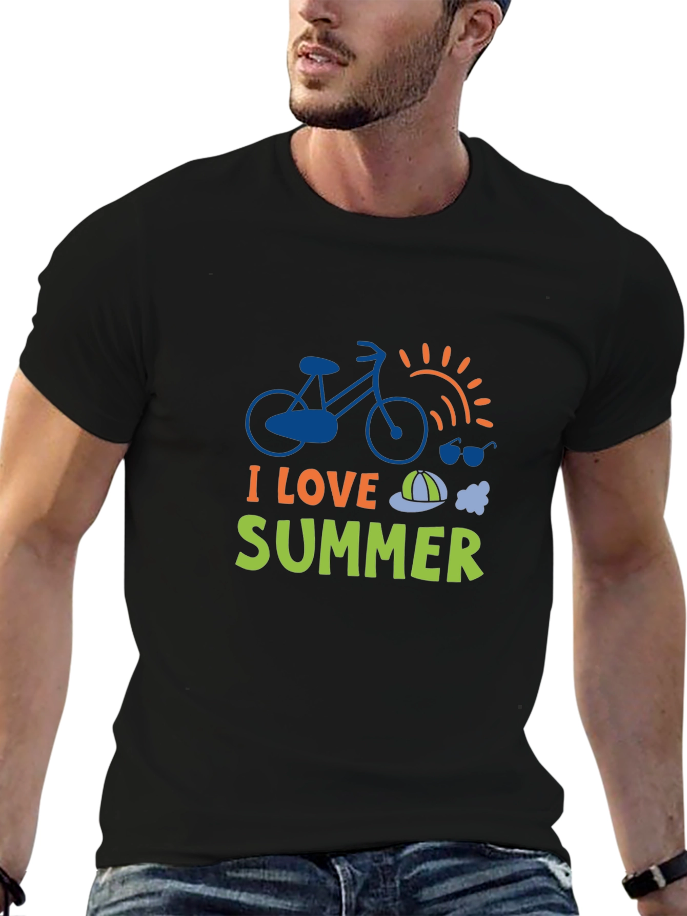 I Love Summer T-Shirt - Black Cotton Blend