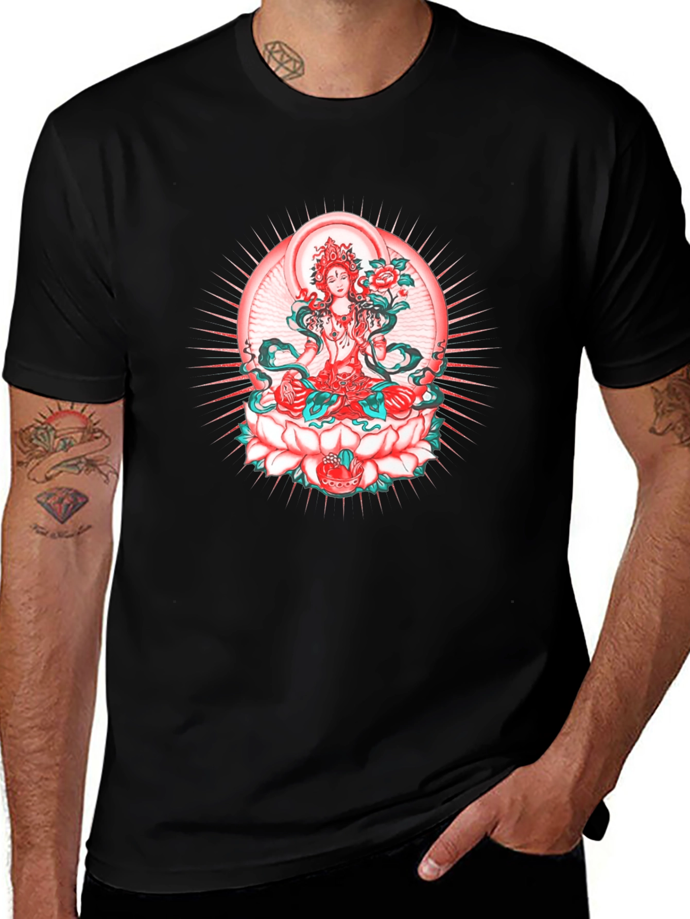 Lotus Goddess Graphic Tee - Black