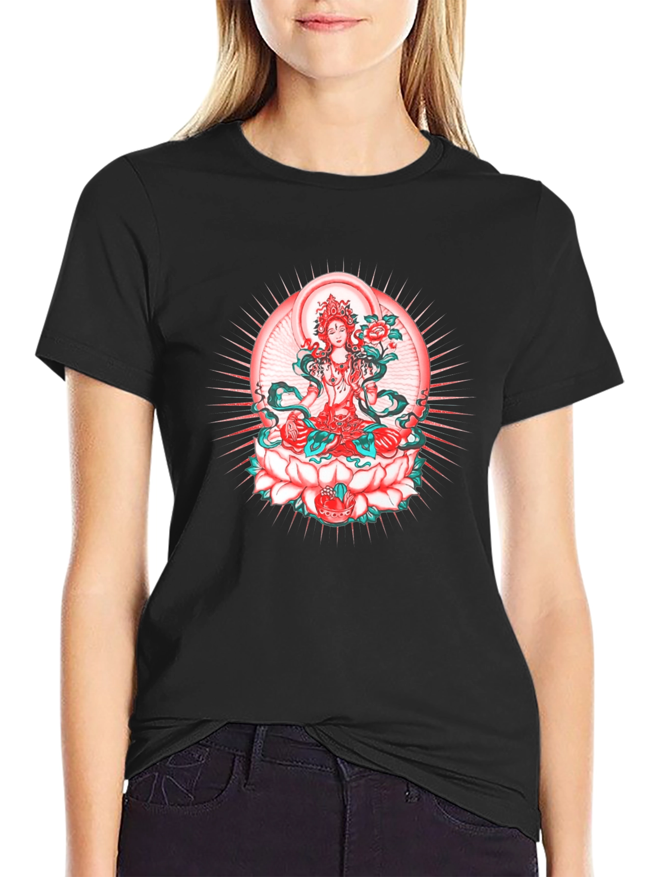 Lotus Goddess Graphic Tee - Black