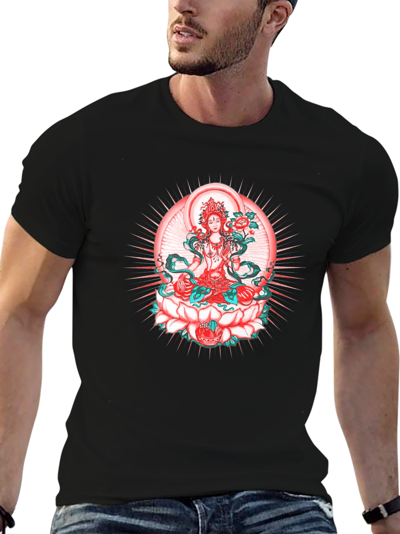 Lotus Goddess Graphic Tee - Black