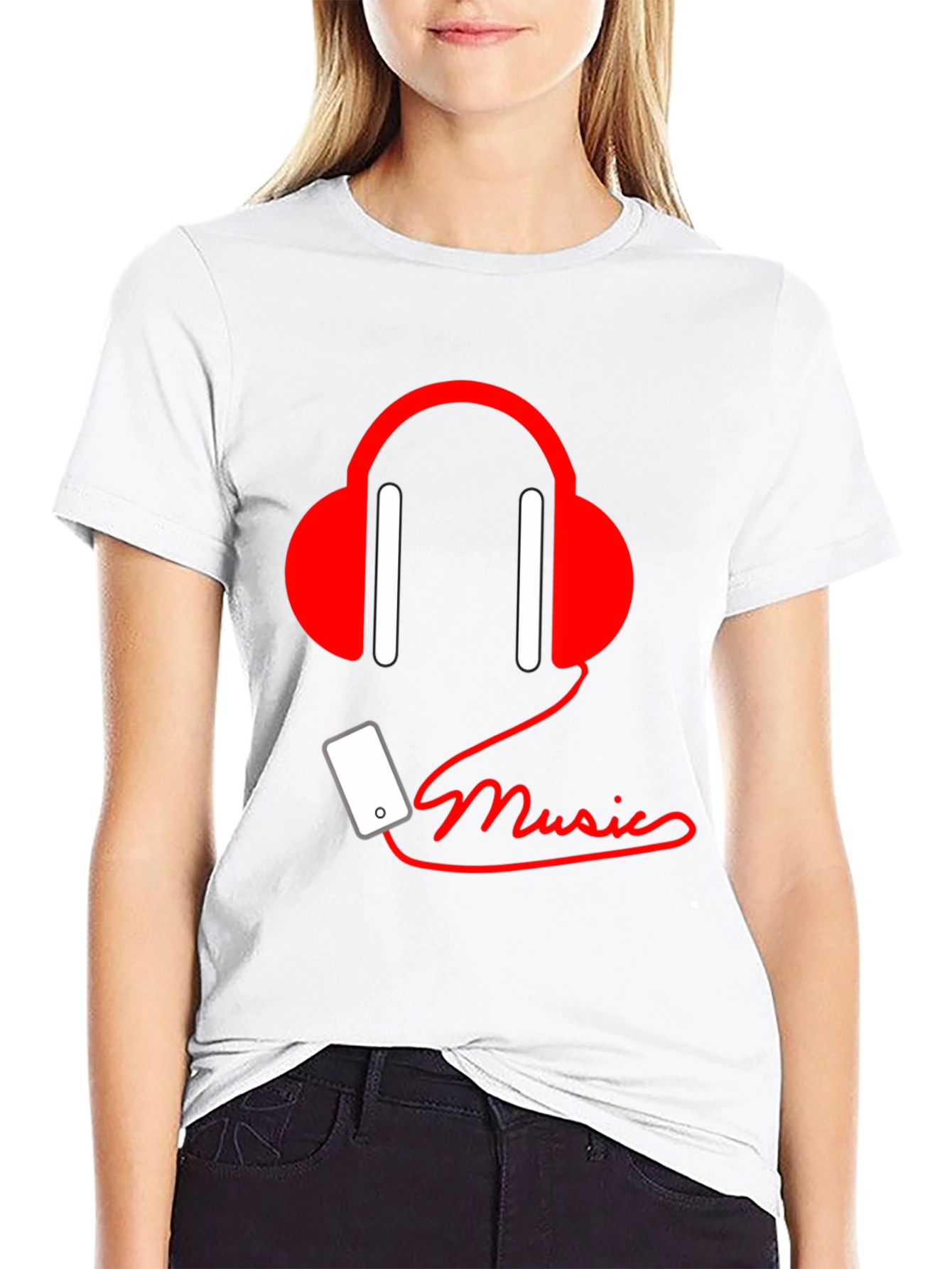 Music Lover Tee - Headphones & Phone Graphic T-Shirt