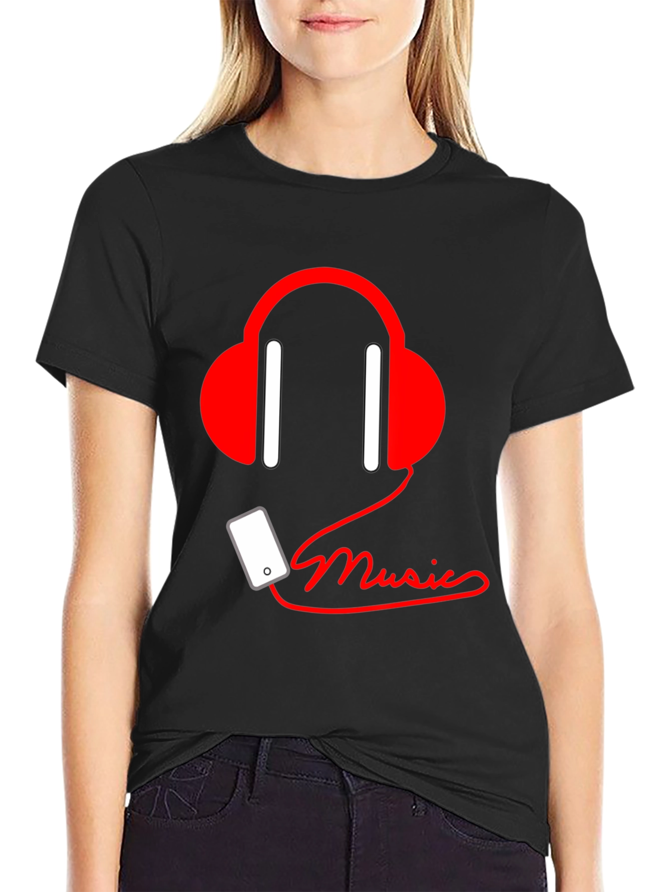 Music Lover Tee - Headphones & Phone Graphic T-Shirt