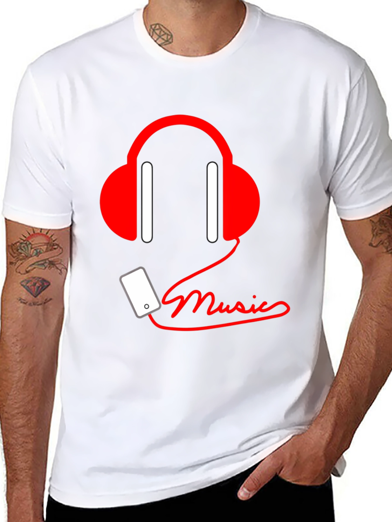Music Lover Tee - Headphones & Phone Graphic T-Shirt