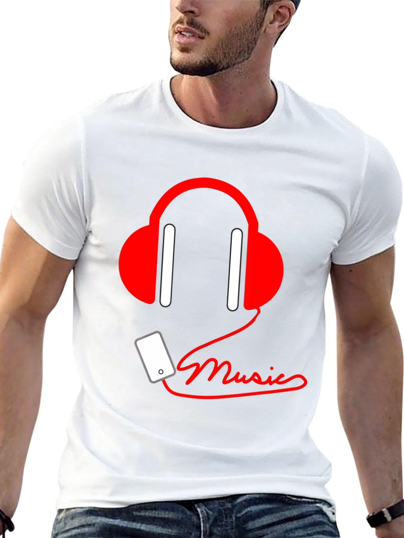 Music Lover Tee - Headphones & Phone Graphic T-Shirt