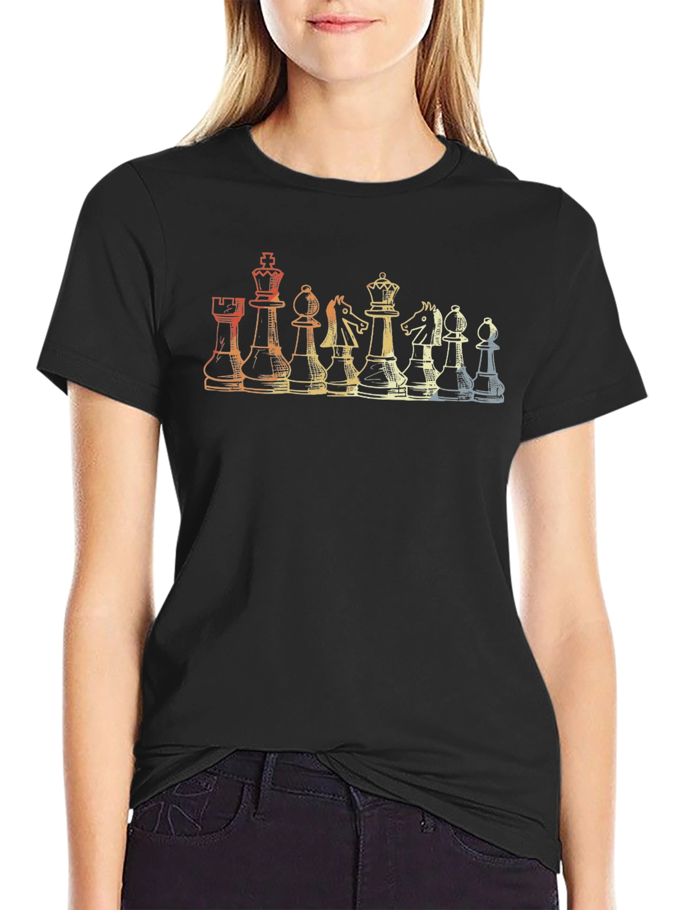 Chess Piece Retro Graphic T-Shirt