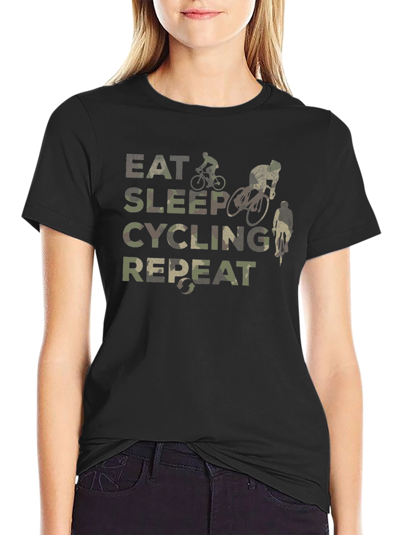 Eat Sleep Cycling Repeat Camo T-Shirt