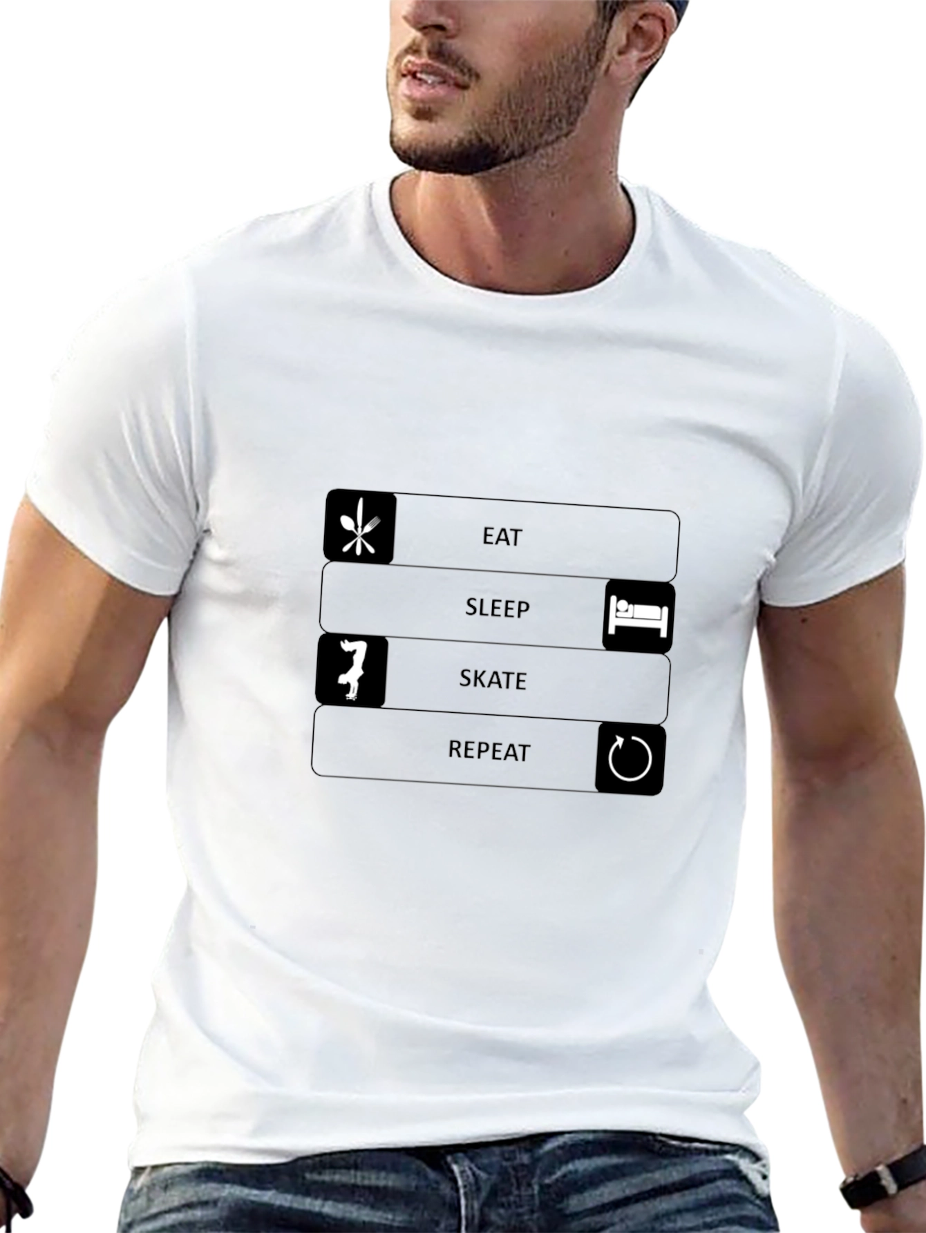 Eat Sleep Skate Repeat Black T-Shirt