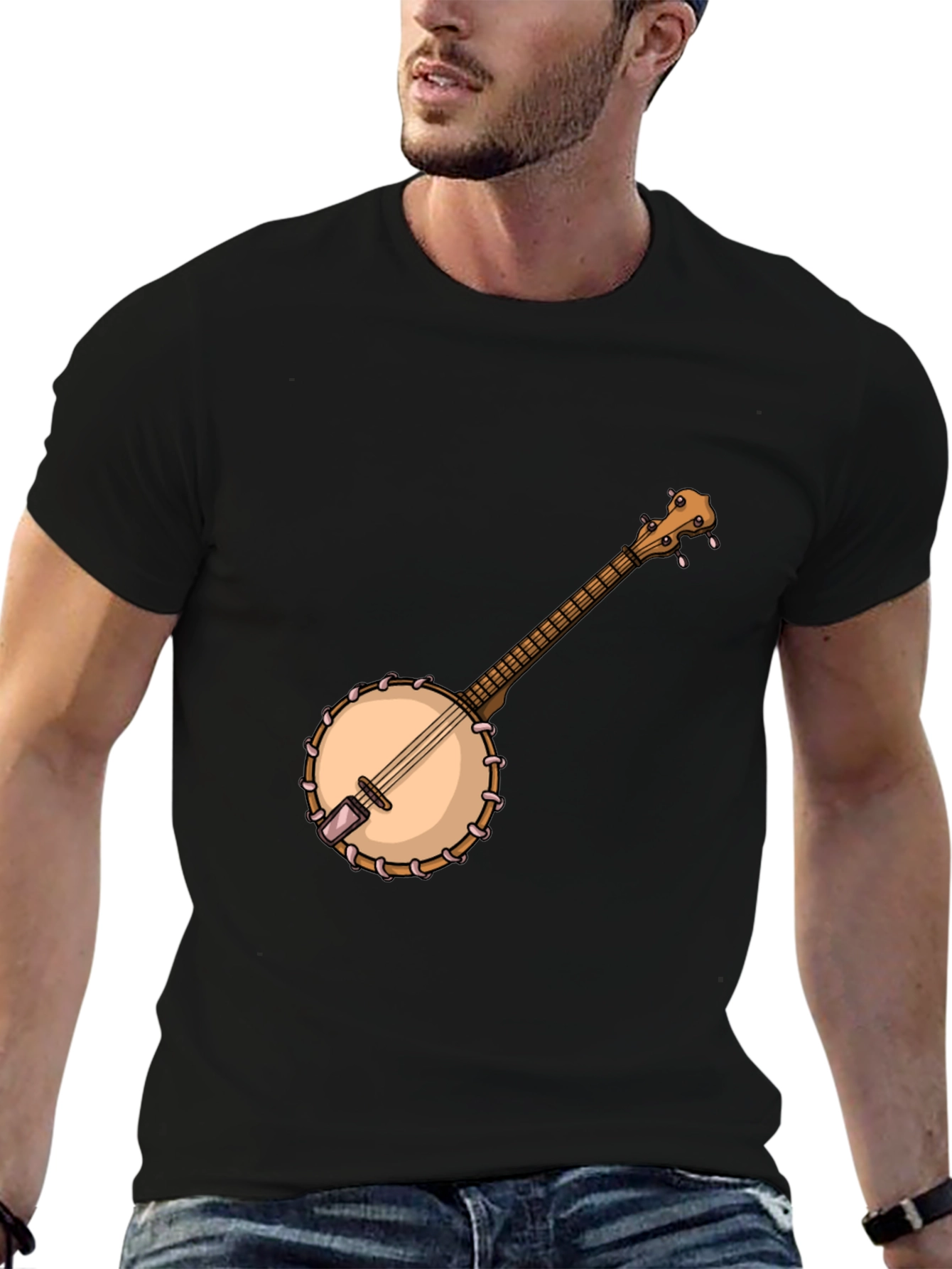 Banjo Graphic Tee - Black Cotton T-Shirt