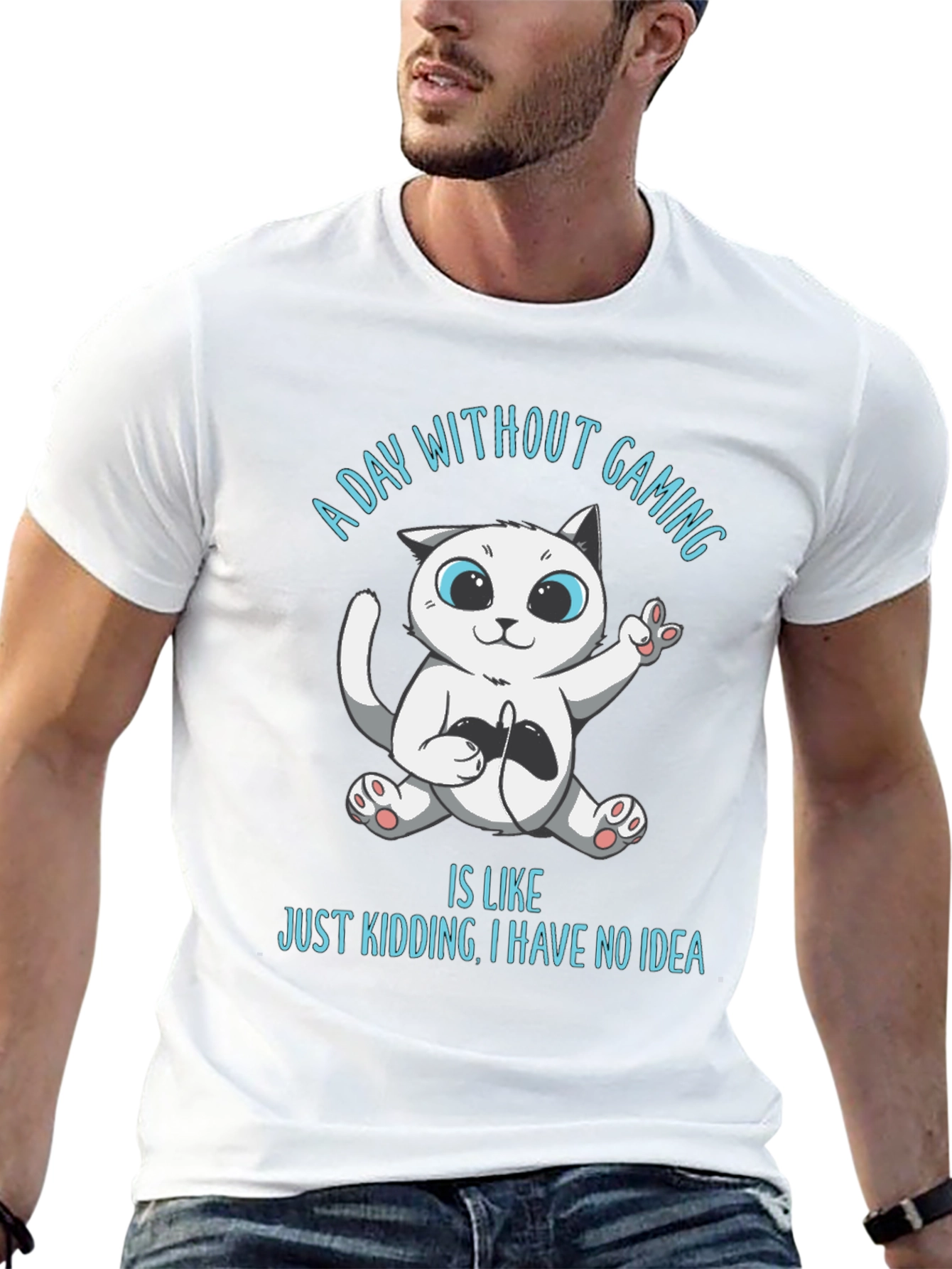 Gamer Cat Graphic T-Shirt - A Day Without Gaming