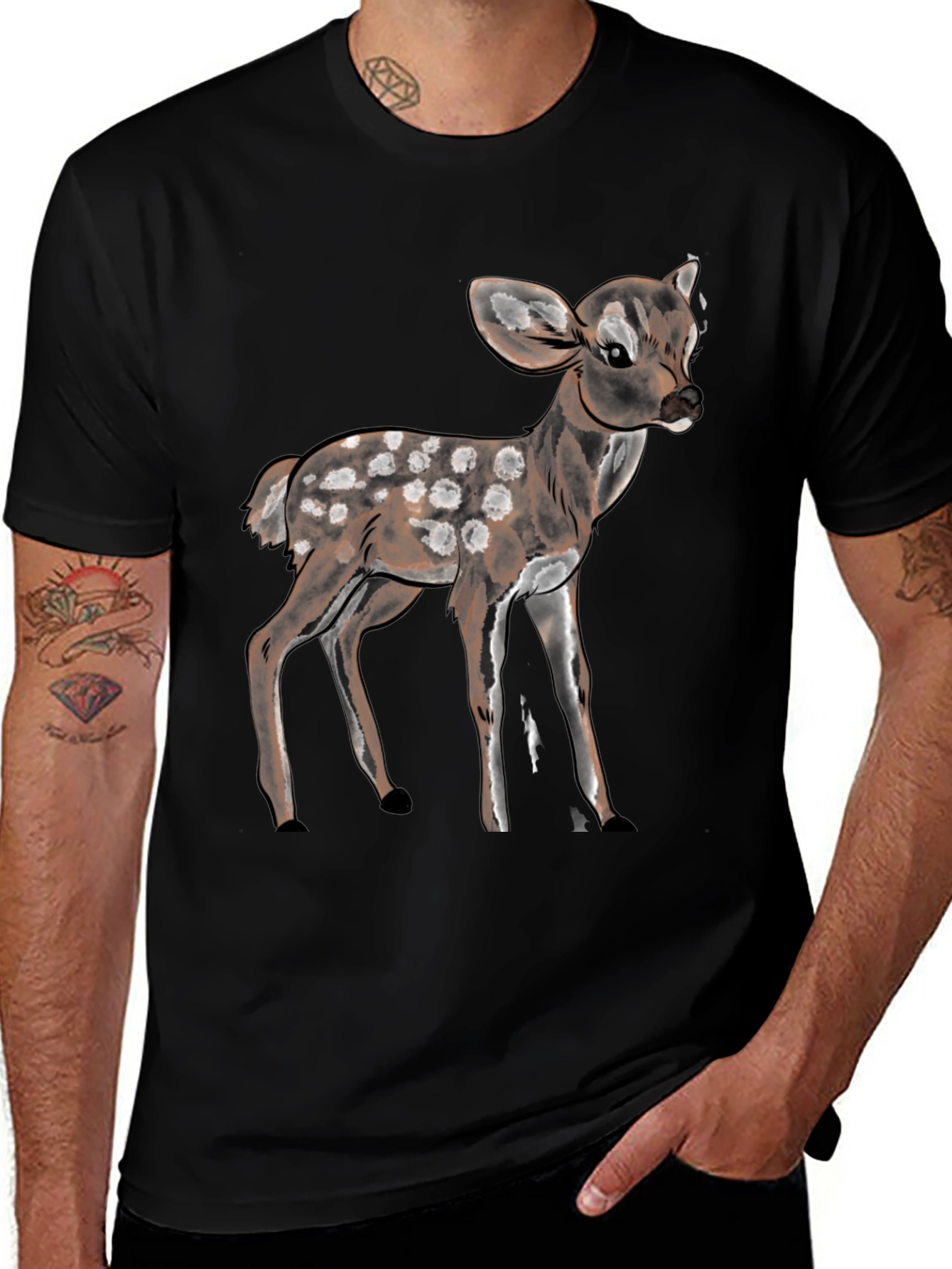 Deer Graphic Black T-Shirt