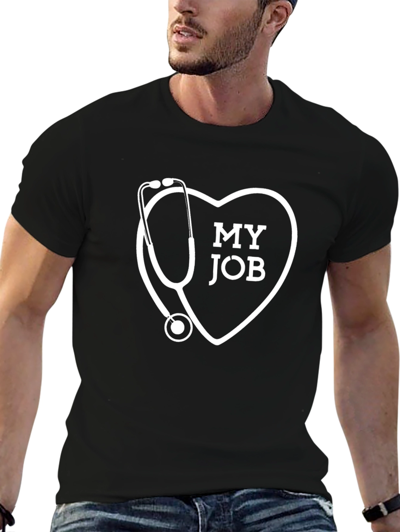 My Job Stethoscope Heart Graphic Tee