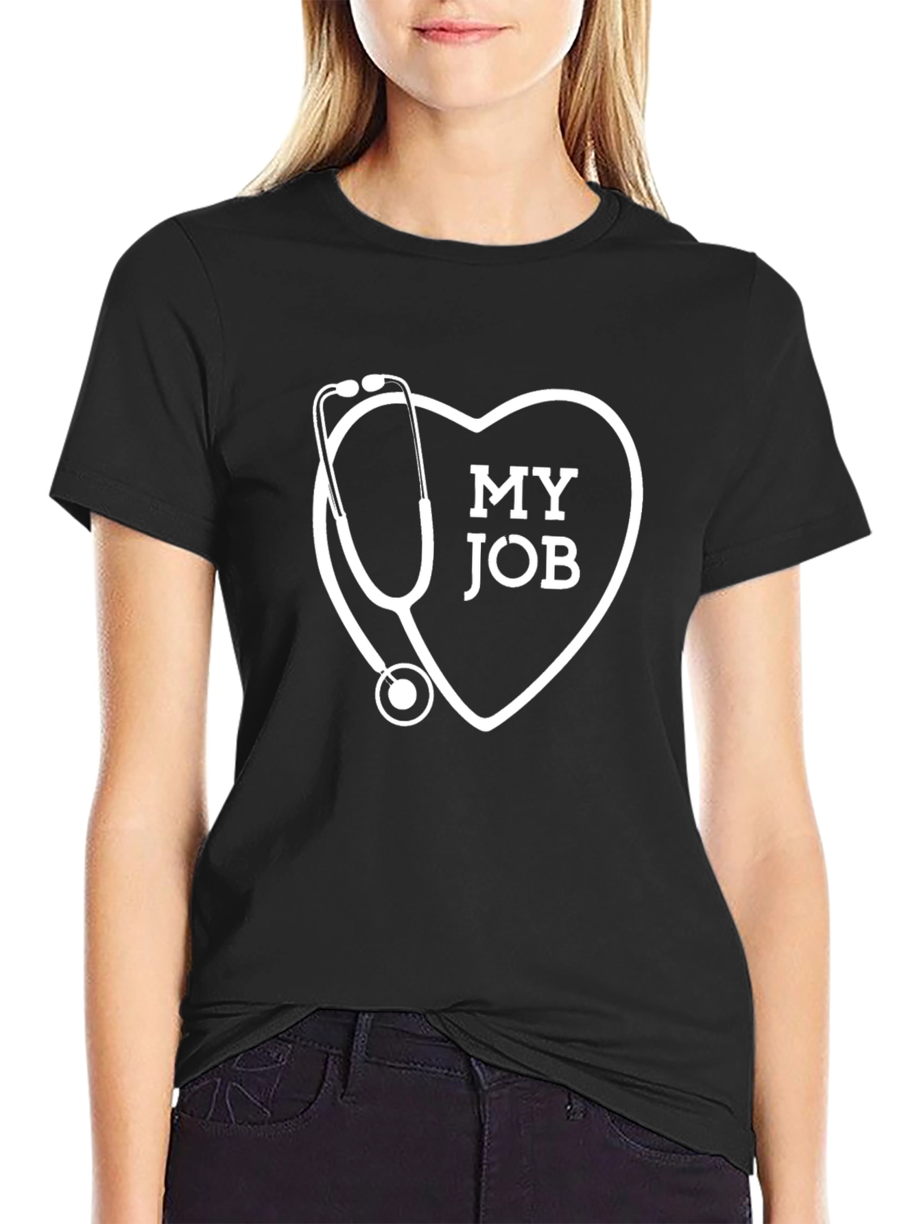 My Job Stethoscope Heart Graphic Tee
