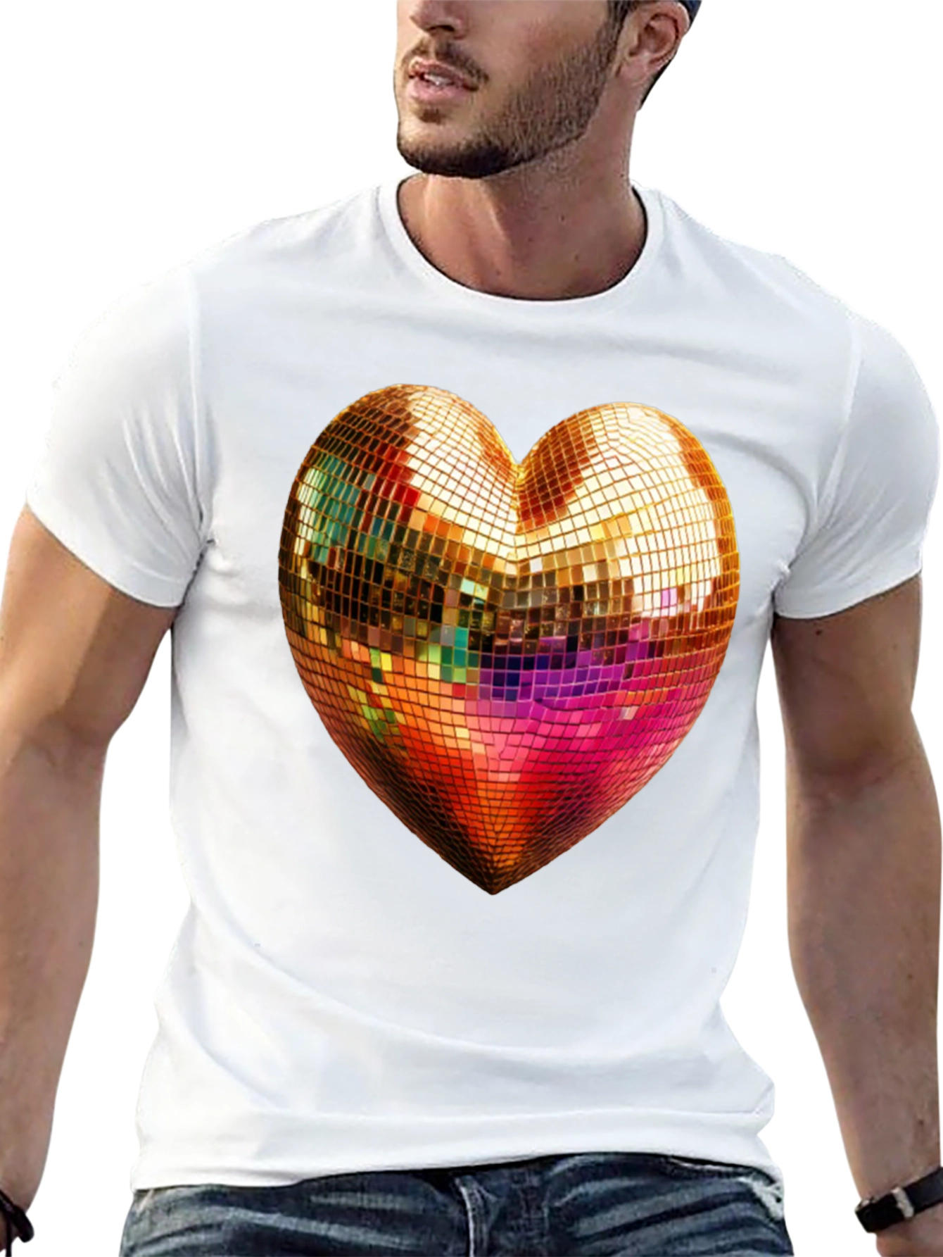 Disco Heart Graphic T-Shirt - Mens Black Tee