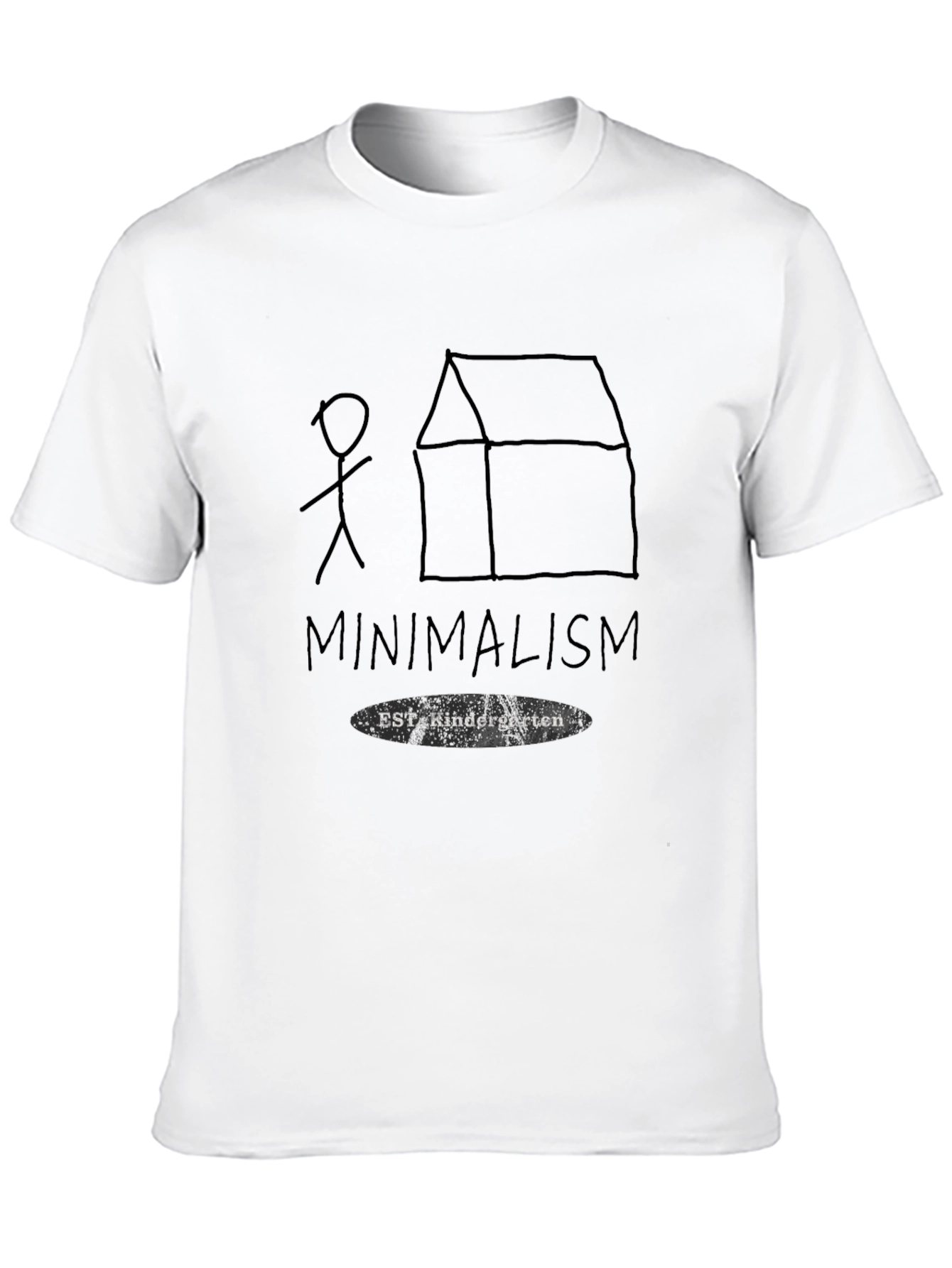 Minimalism Kindergarten Black T-Shirt