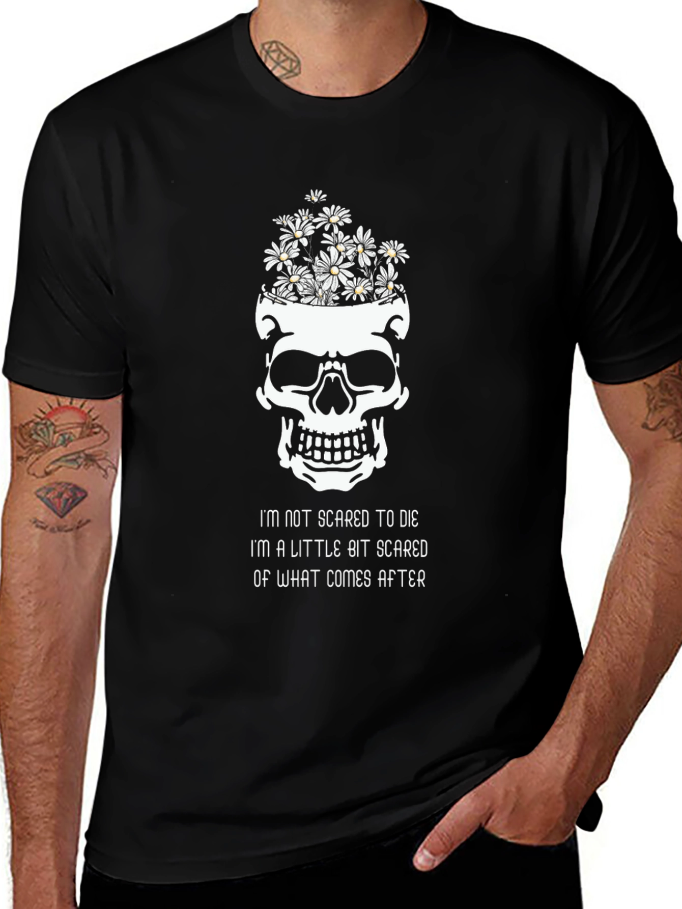 Skull & Daisy T-Shirt - Not Scared to Die