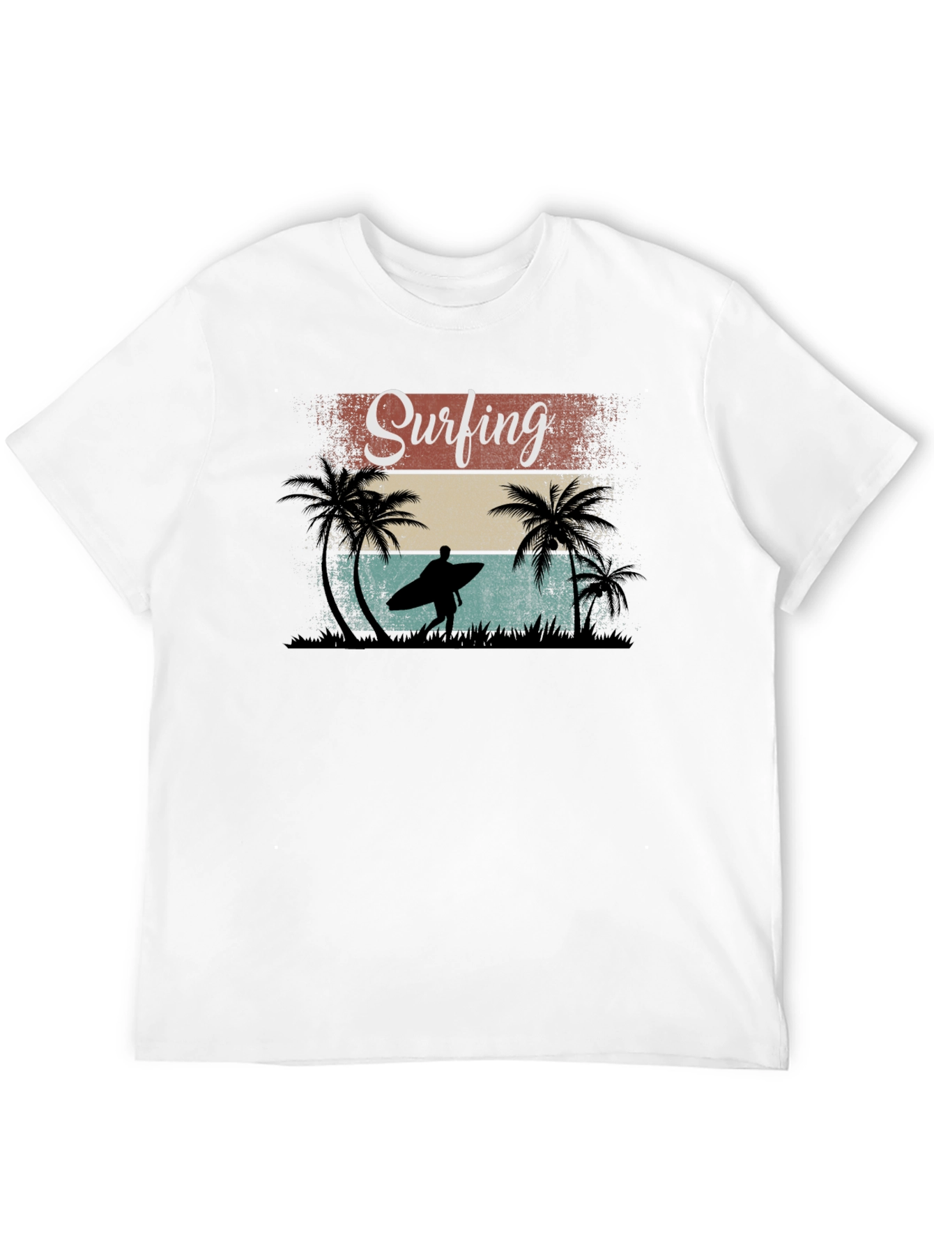 Surfing Retro Graphic Tee - Black Cotton T-Shirt