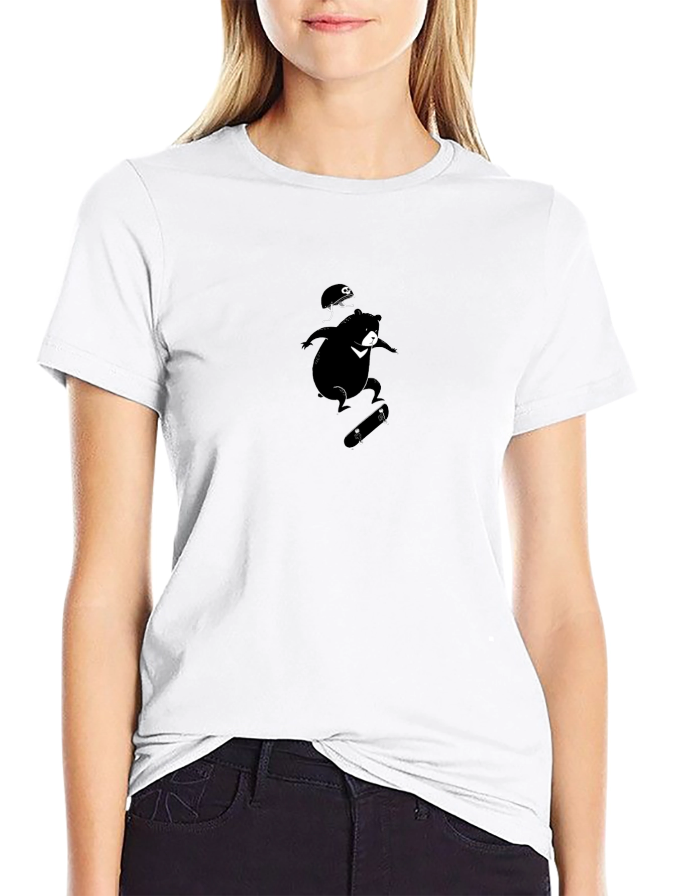 Skateboarding Bear T-Shirt - Cool Black Tee