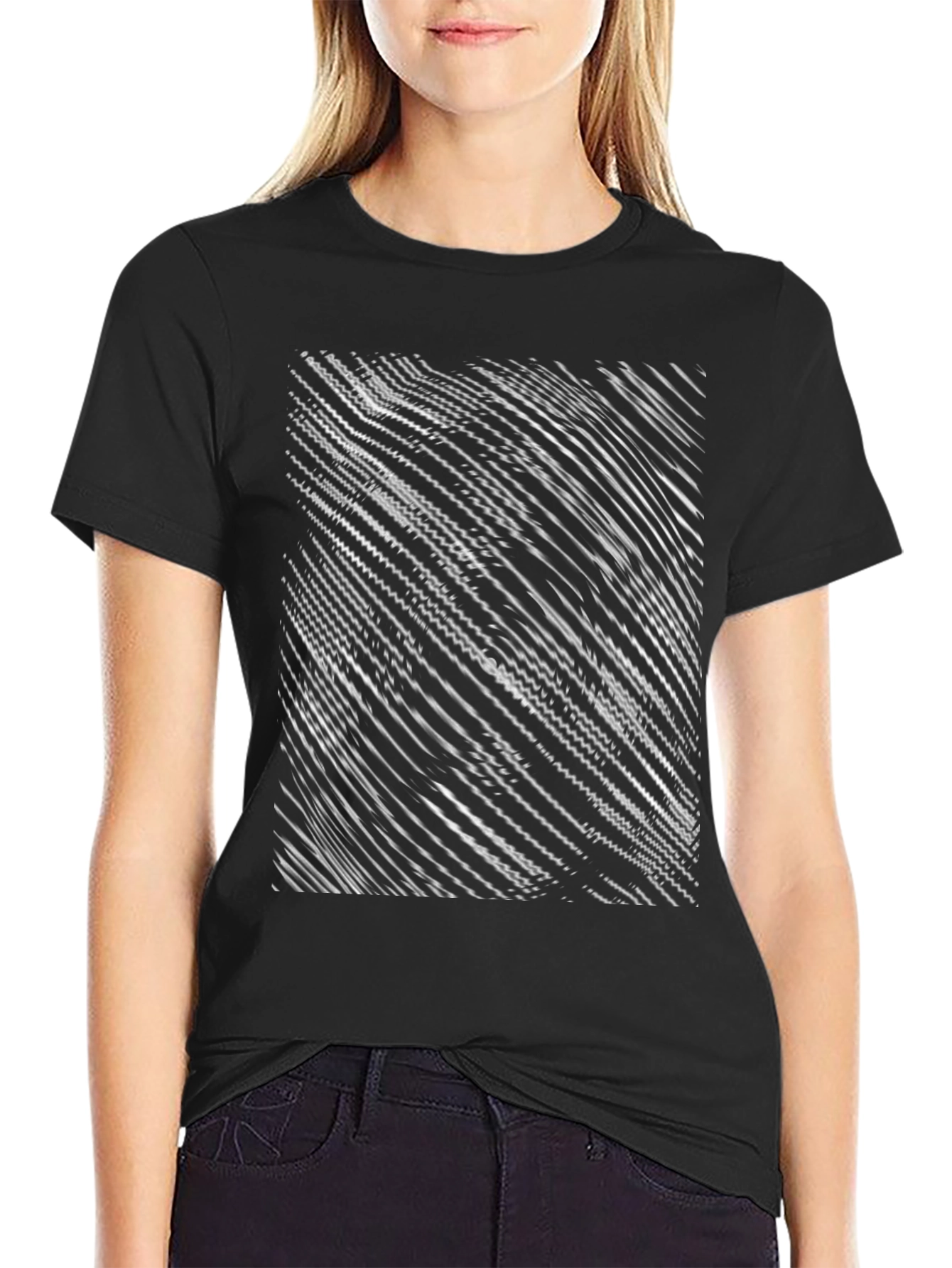 Abstract Line Art Graphic Black T-Shirt